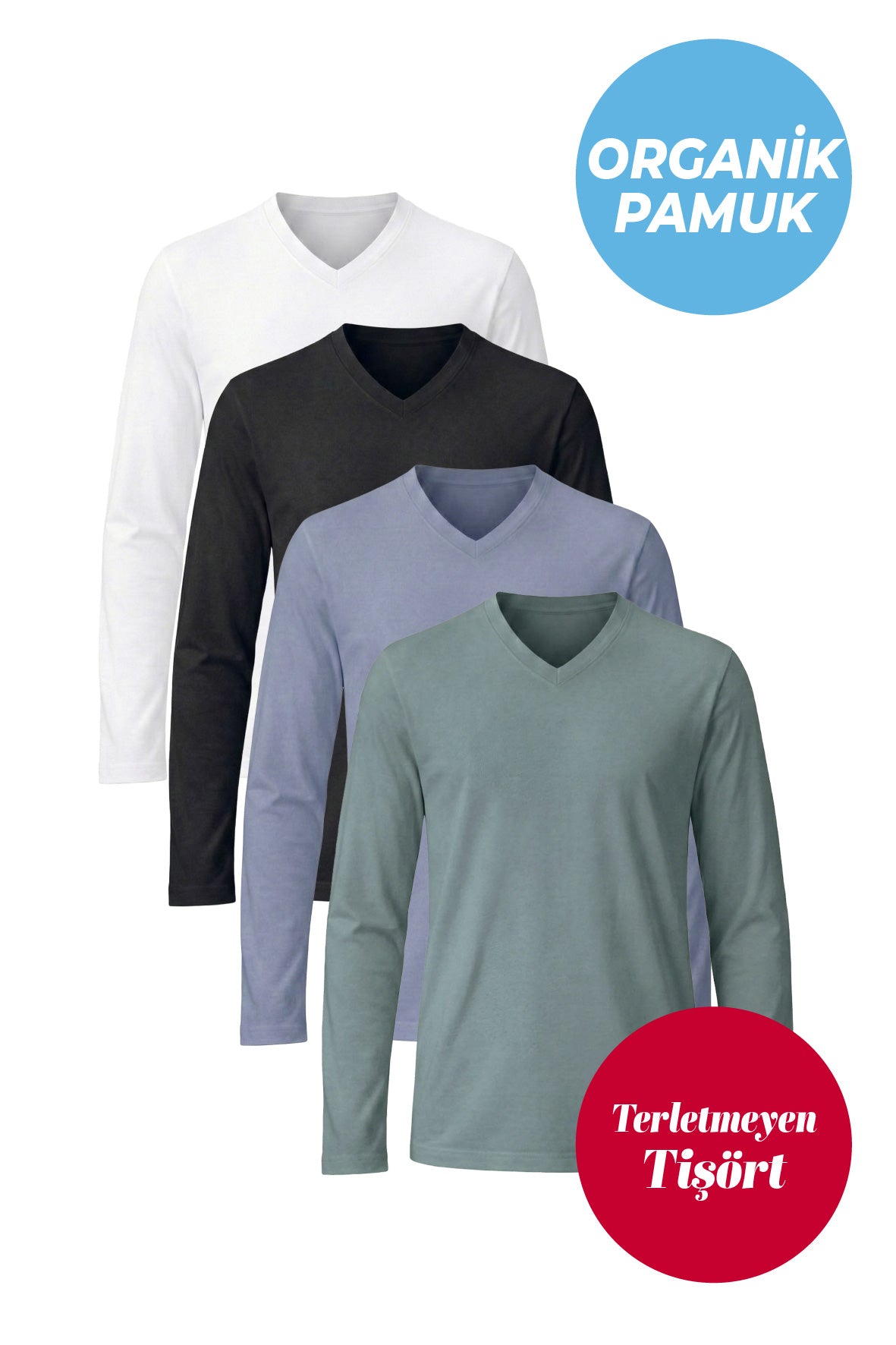 100% Organic Cotton White Long Sleeve Men's Button-Down T-Shirt