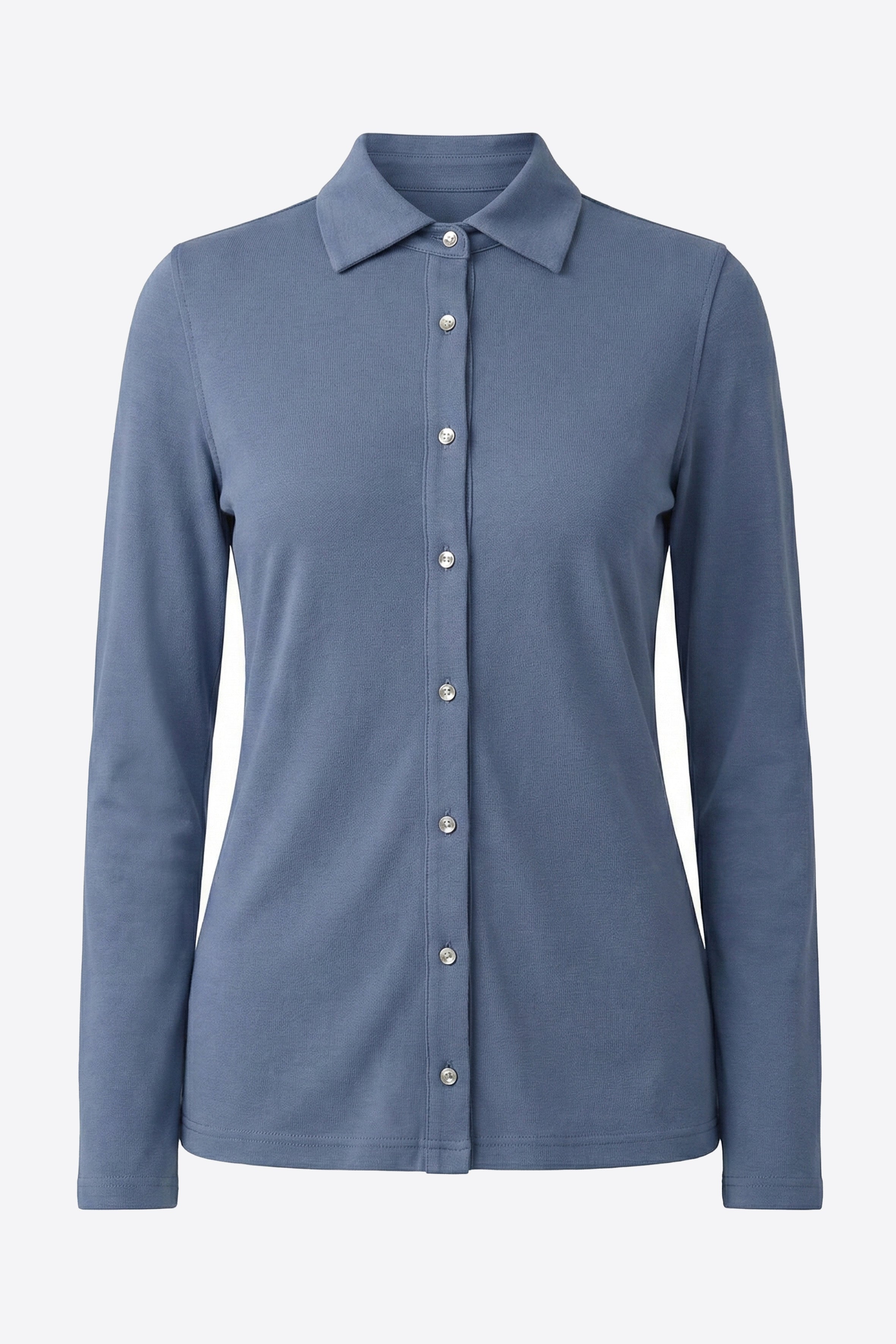 %100 Pamuk Mavi Dar Kesim / Slim Fit Kadın Gömlek