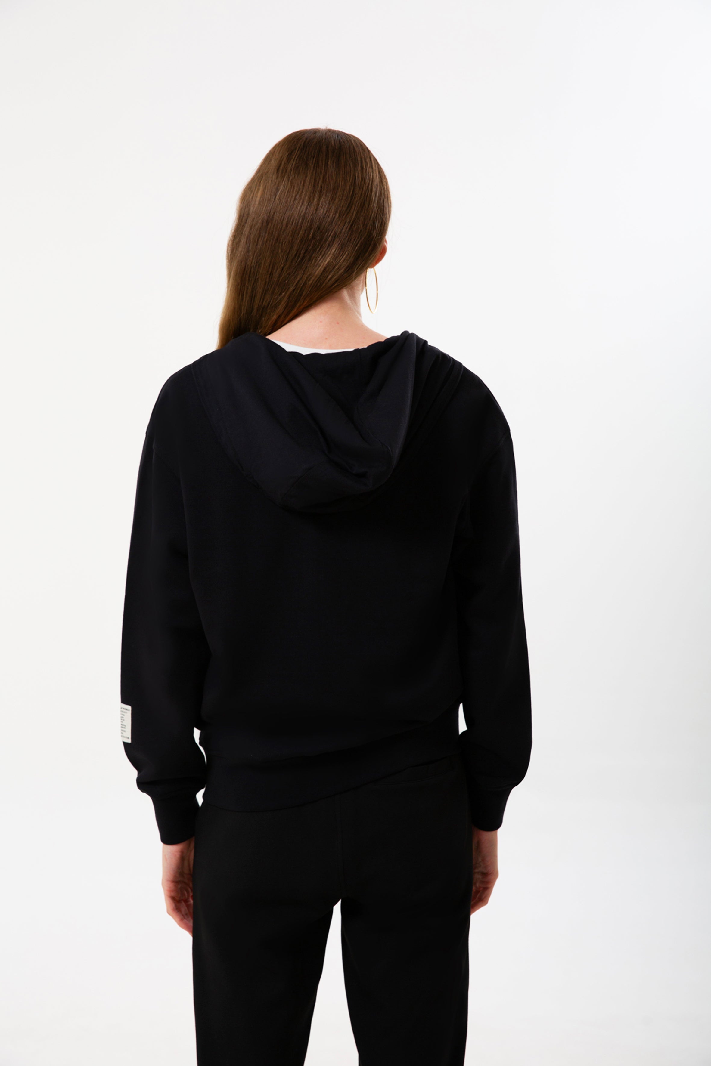 Siyah organik pamuklu kadın fermuarlı sweatshirt #Renk_Siyah