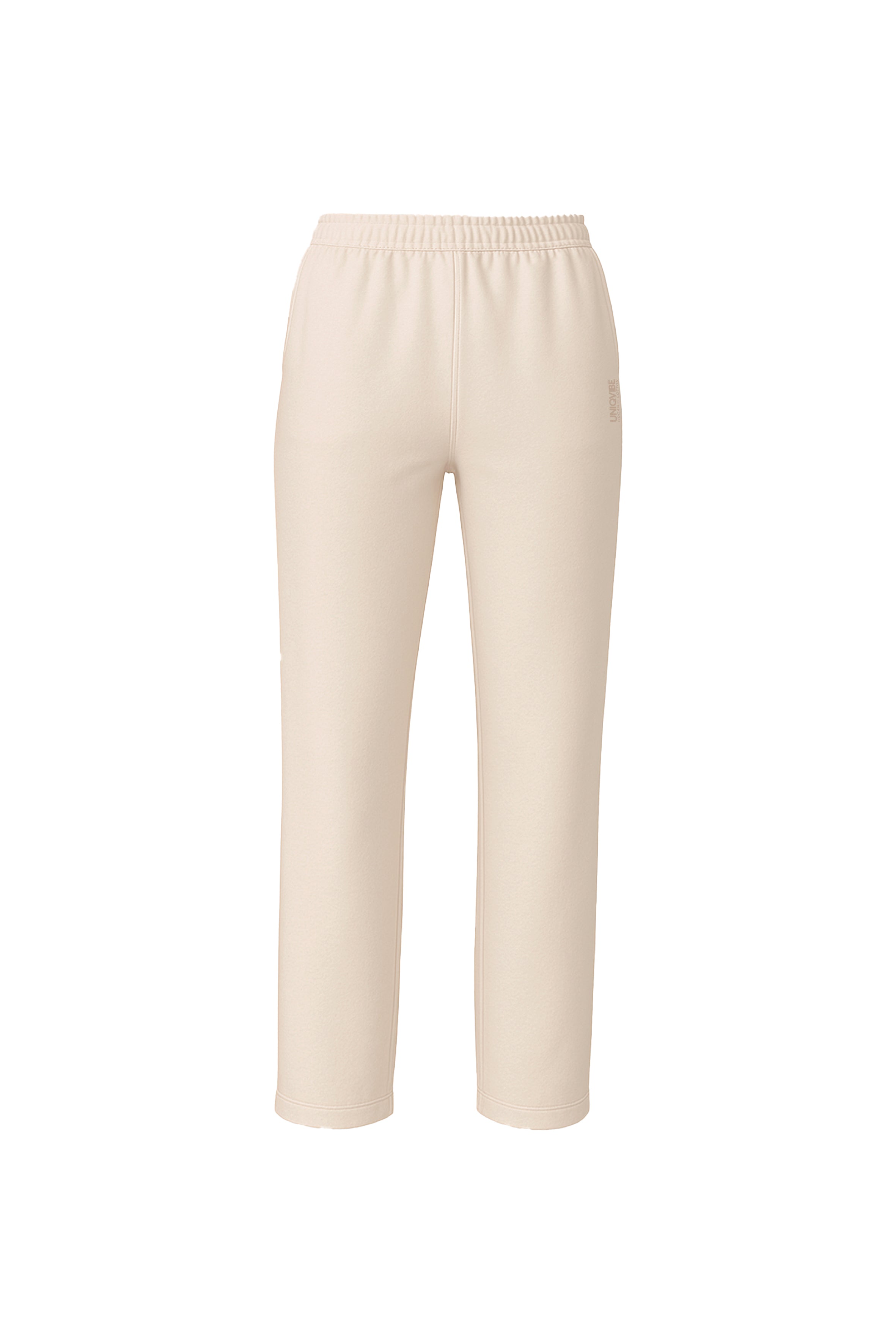 Organik Pamuklu Krem Rengi Kadın Straight Fit Eşofman