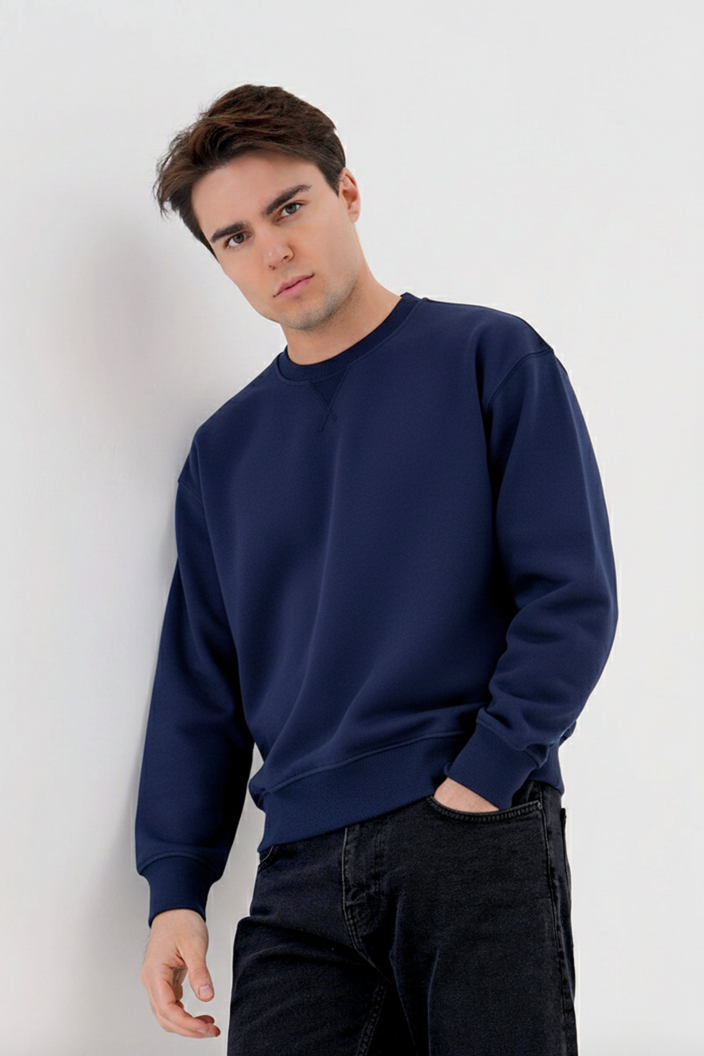 Regular Organik Pamuklu Lacivert Renk Erkek Sweatshirt