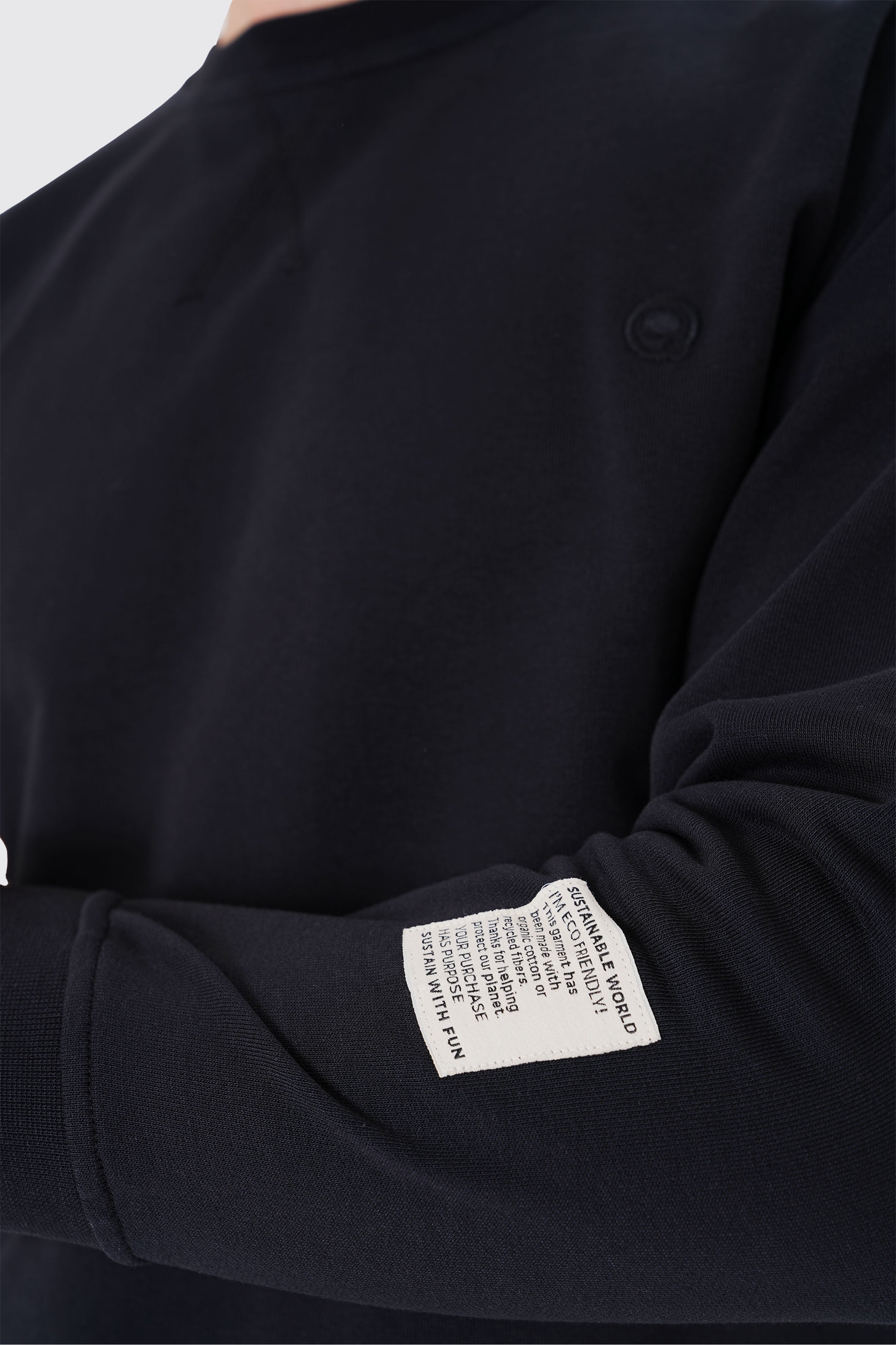Siyah pamuklu erkek regular sweatshirt #Renk_Siyah