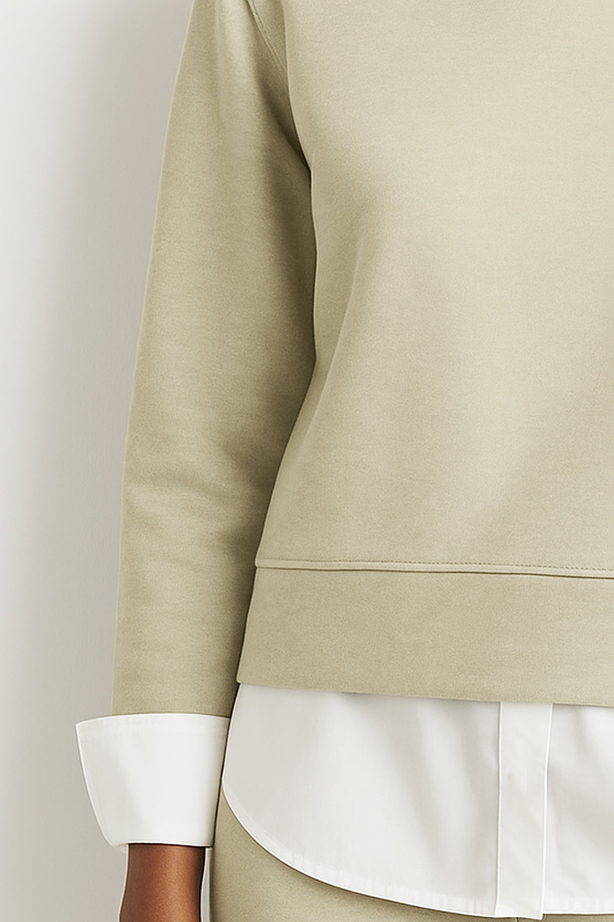 Organik Pamuklu Garnili Kadın Bej Uzun Kollu Sweatshirt