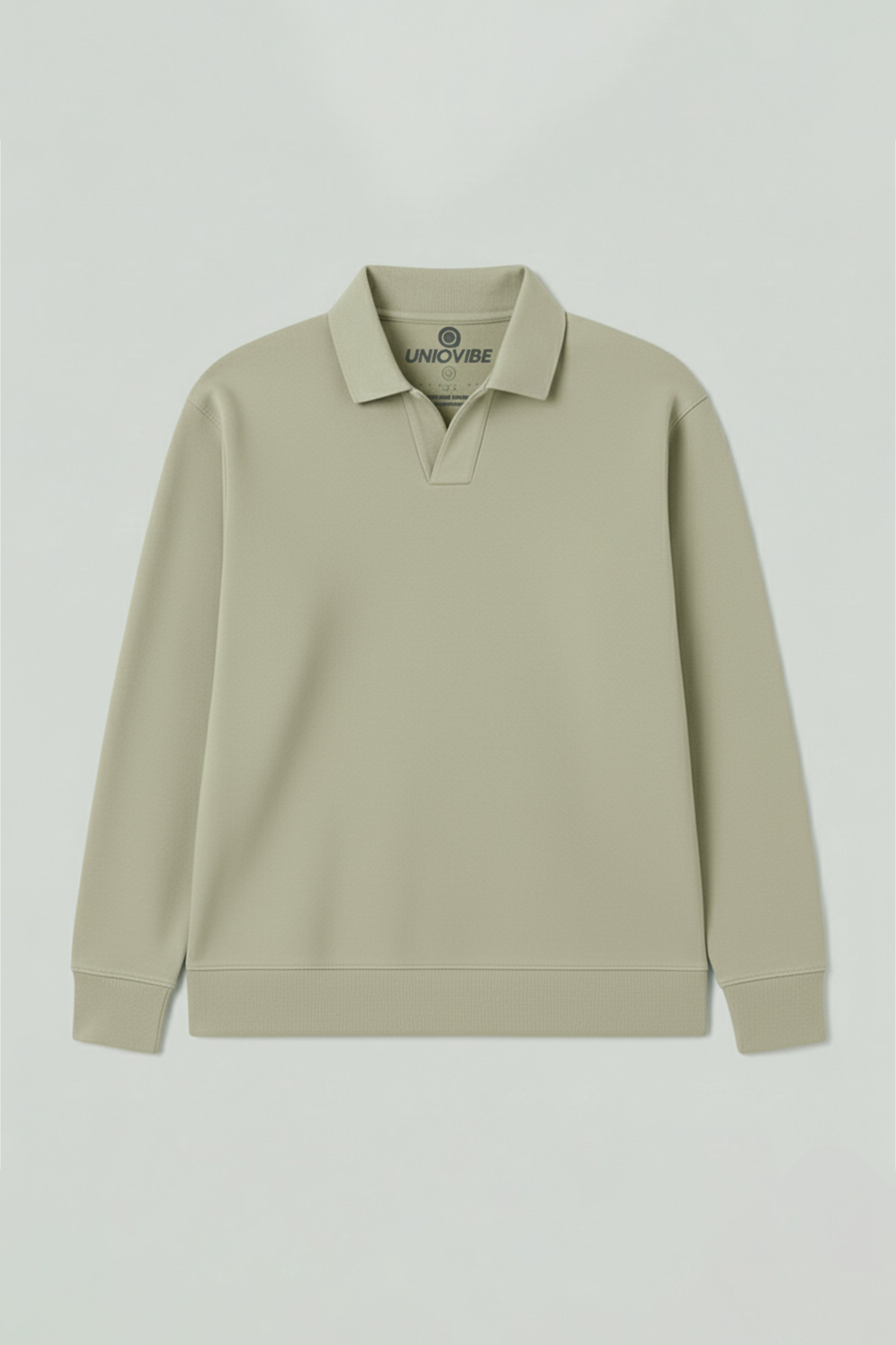 Polo Yaka Organik Pamuklu Kadın Bej Sweatshirt