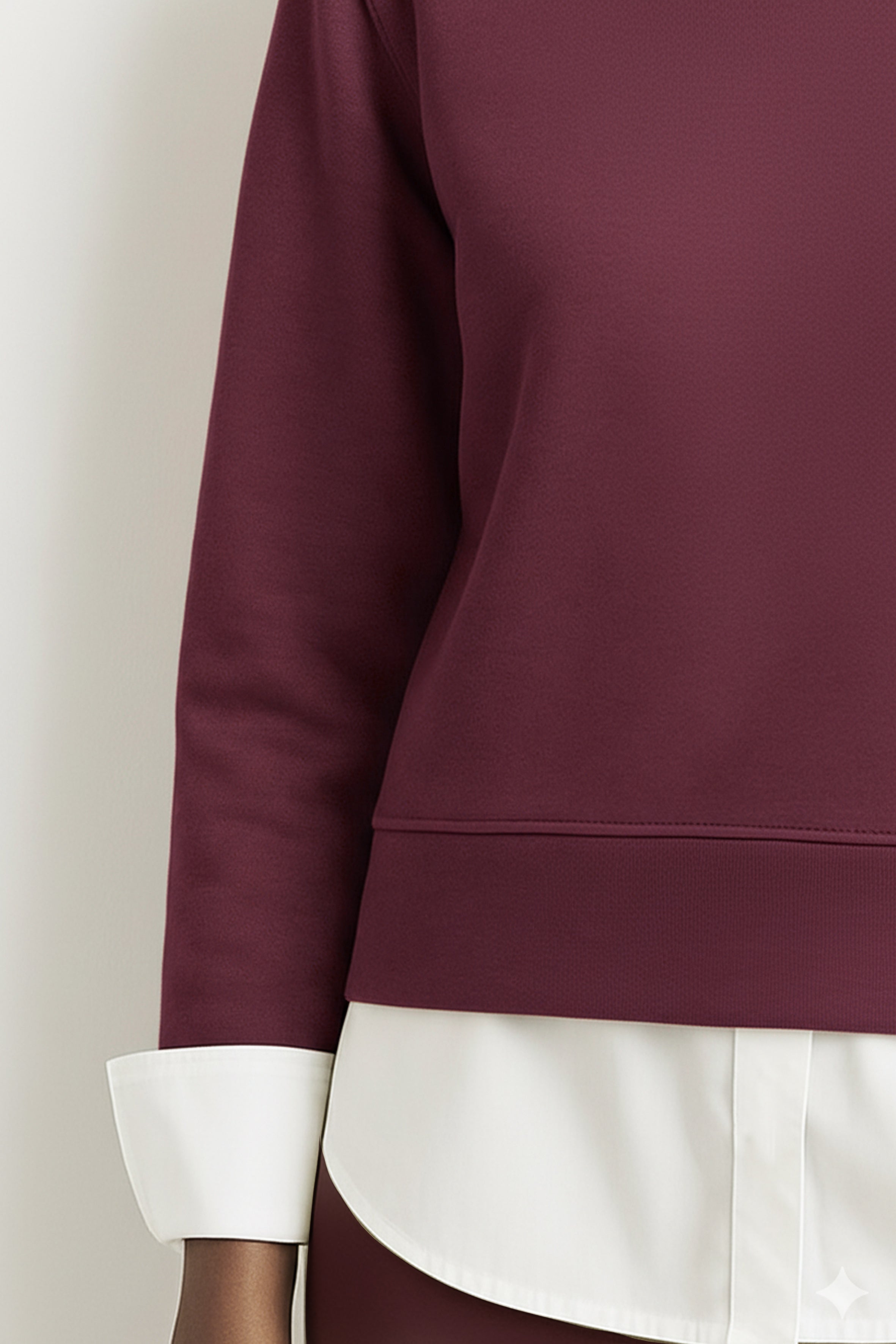 Organik Pamuklu Garnili Kadın Bordo Uzun Kollu Sweatshirt