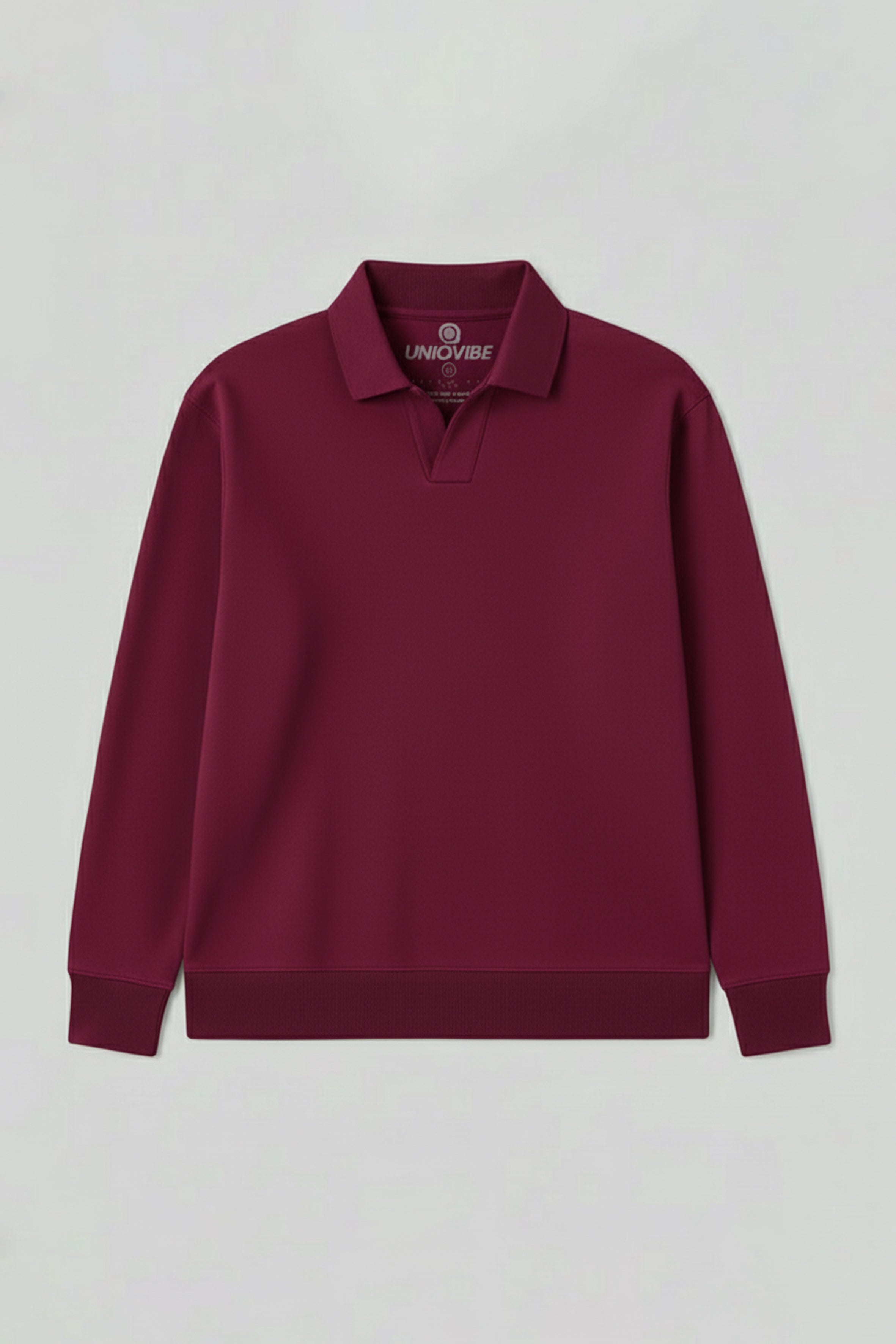 Polo Yaka Organik Pamuklu Bordo Kadın Sweatshirt