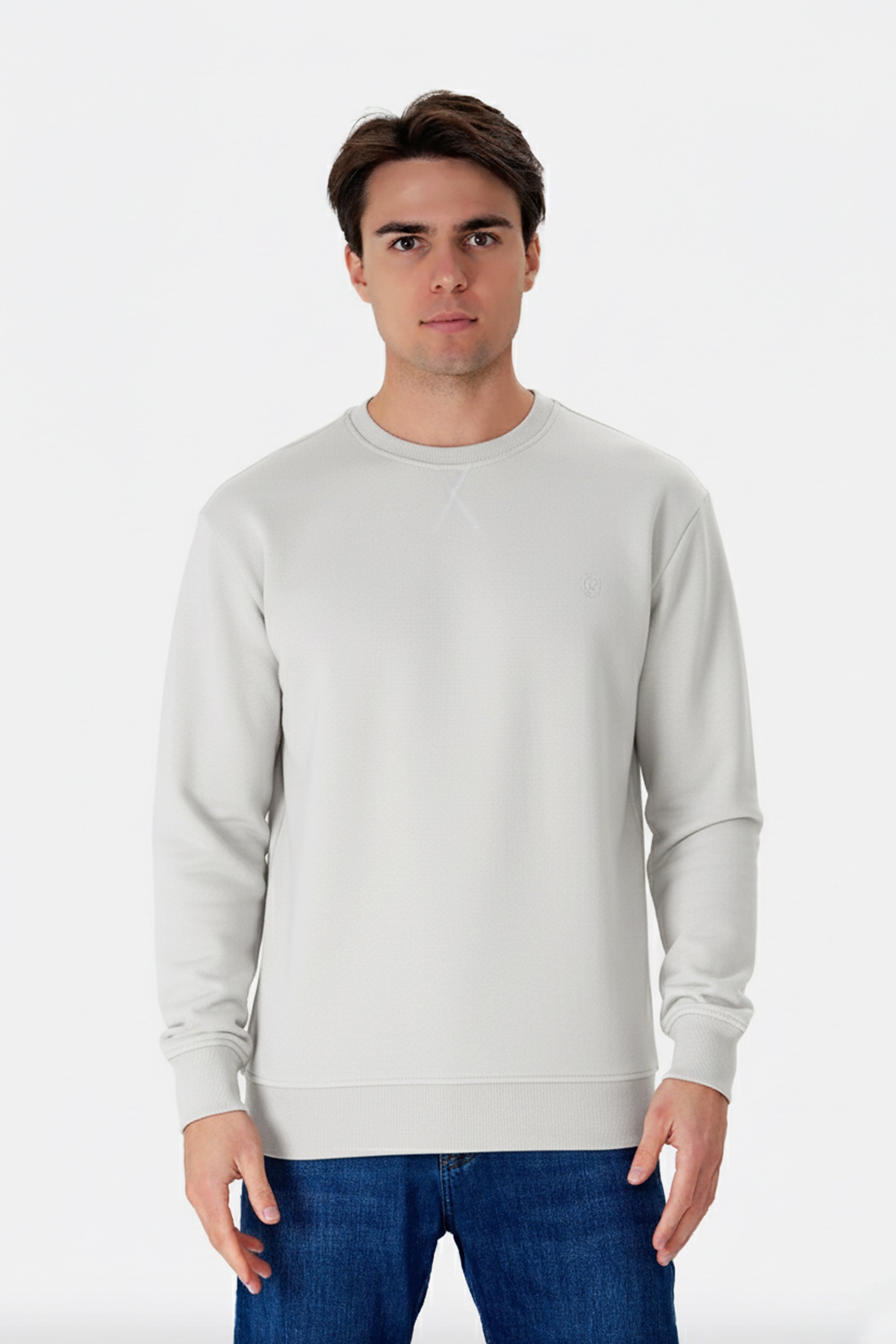 Regular Organik Pamuklu Taş Renk Erkek Sweatshirt