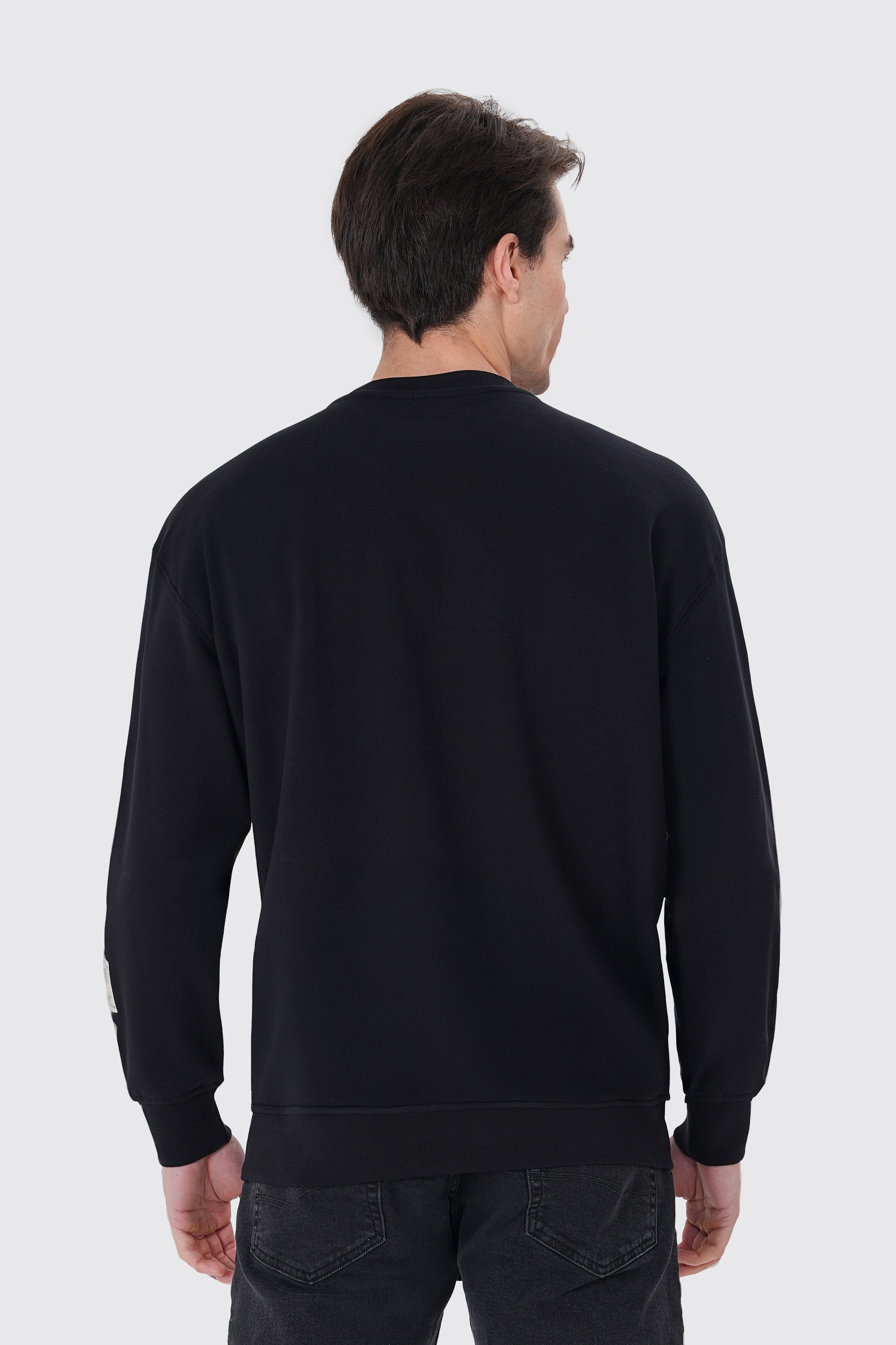 Siyah pamuklu erkek regular sweatshirt #Renk_Siyah