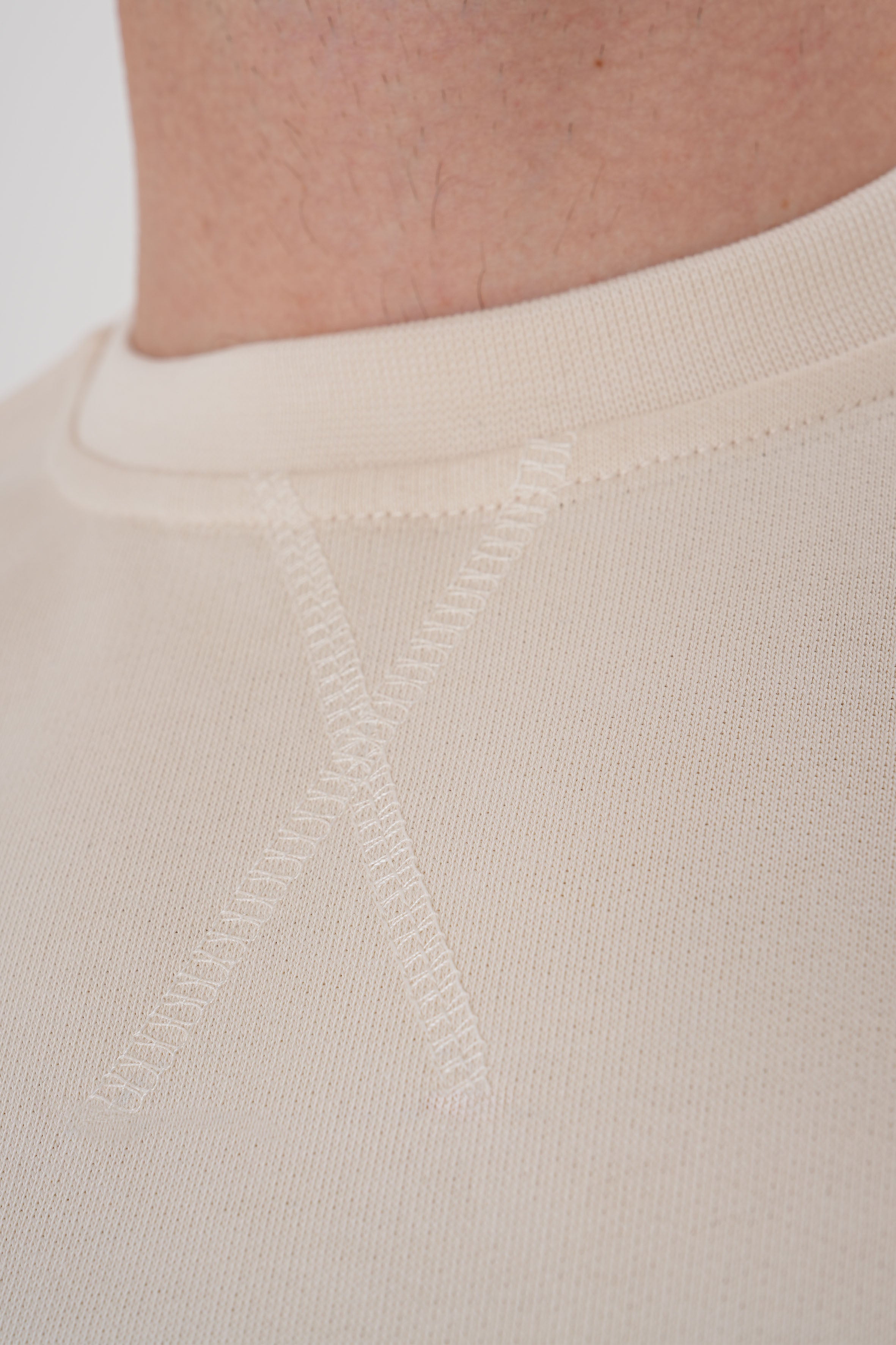 Krem pamuklu erkek regular sweatshirt #Renk_Krem