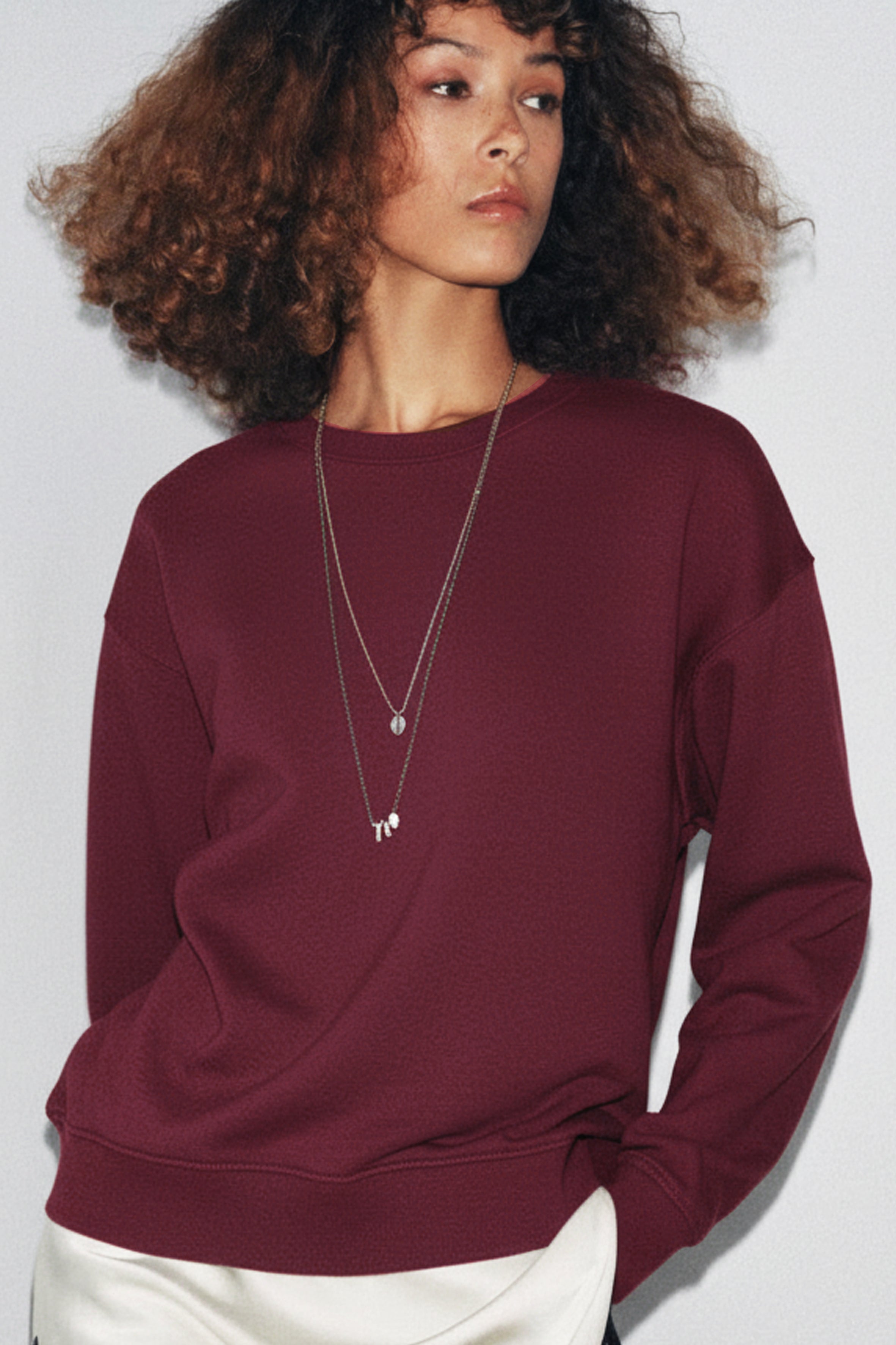 Regular Organik Pamuklu Bordo Kadın Sweatshirt