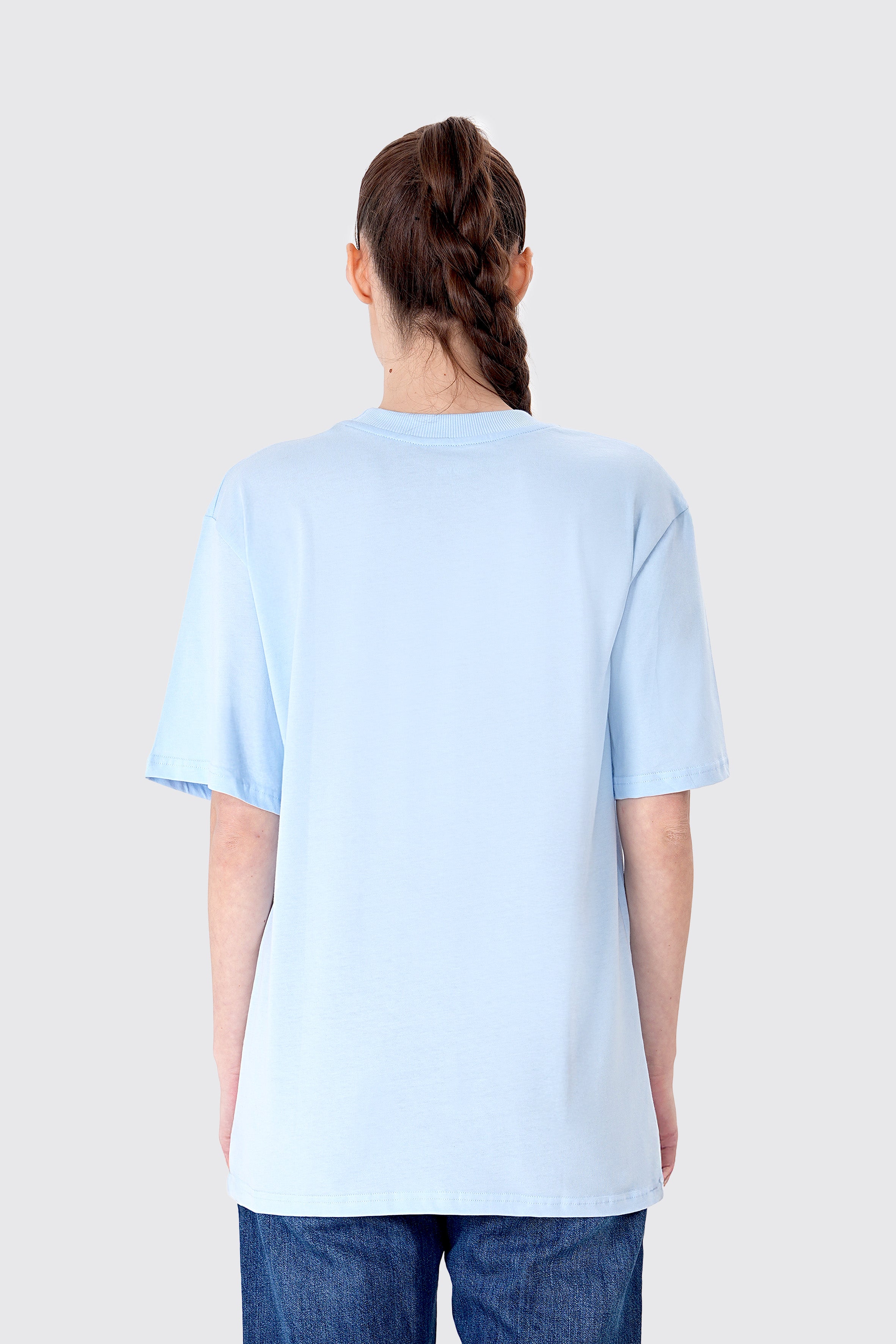 Kadın Mavi Basic Tişört | %100 Pamuk Kumaş | Rahat Kalıp Günlük Stil | Minimalist Tasarım