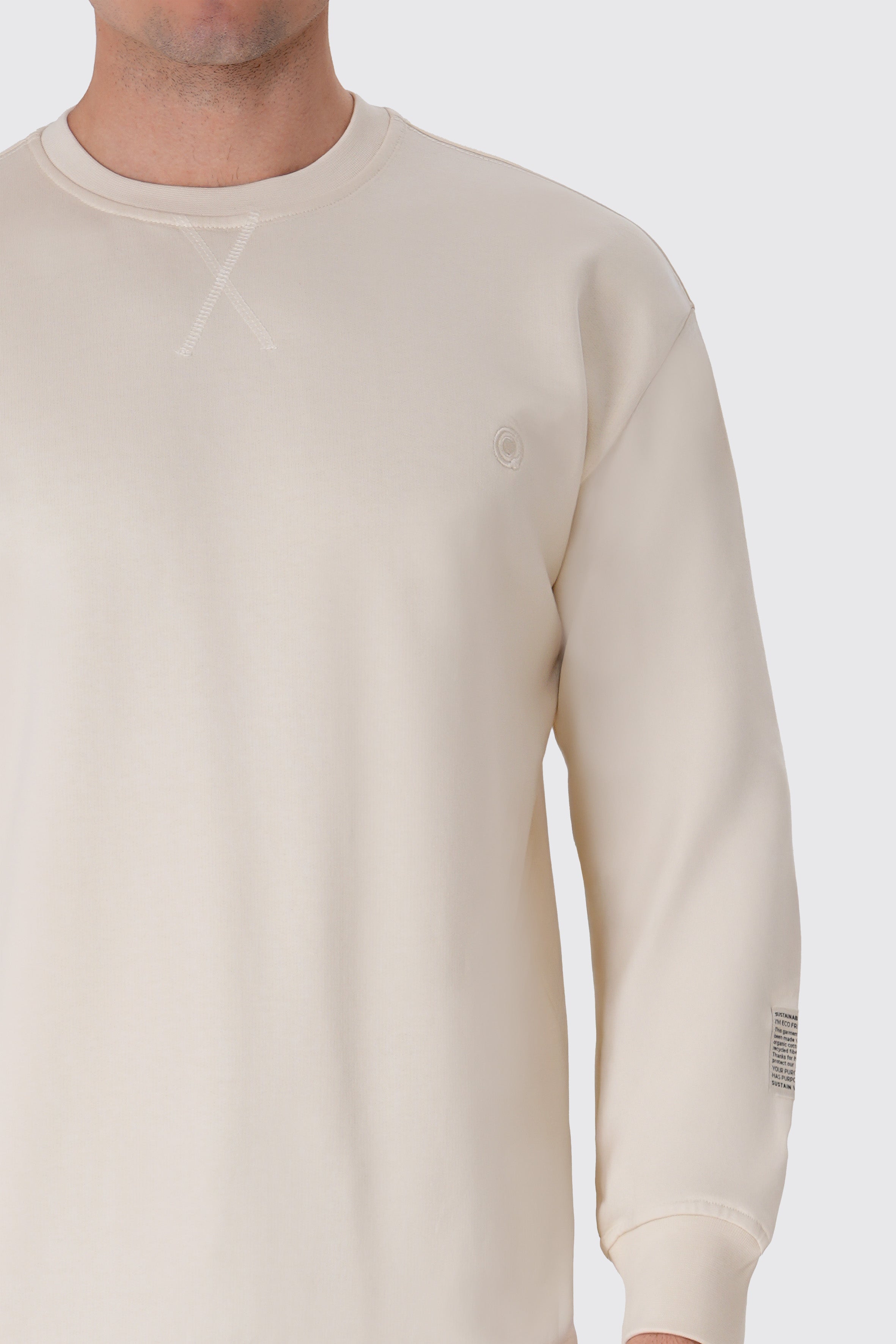 Krem pamuklu erkek regular sweatshirt #Renk_Krem