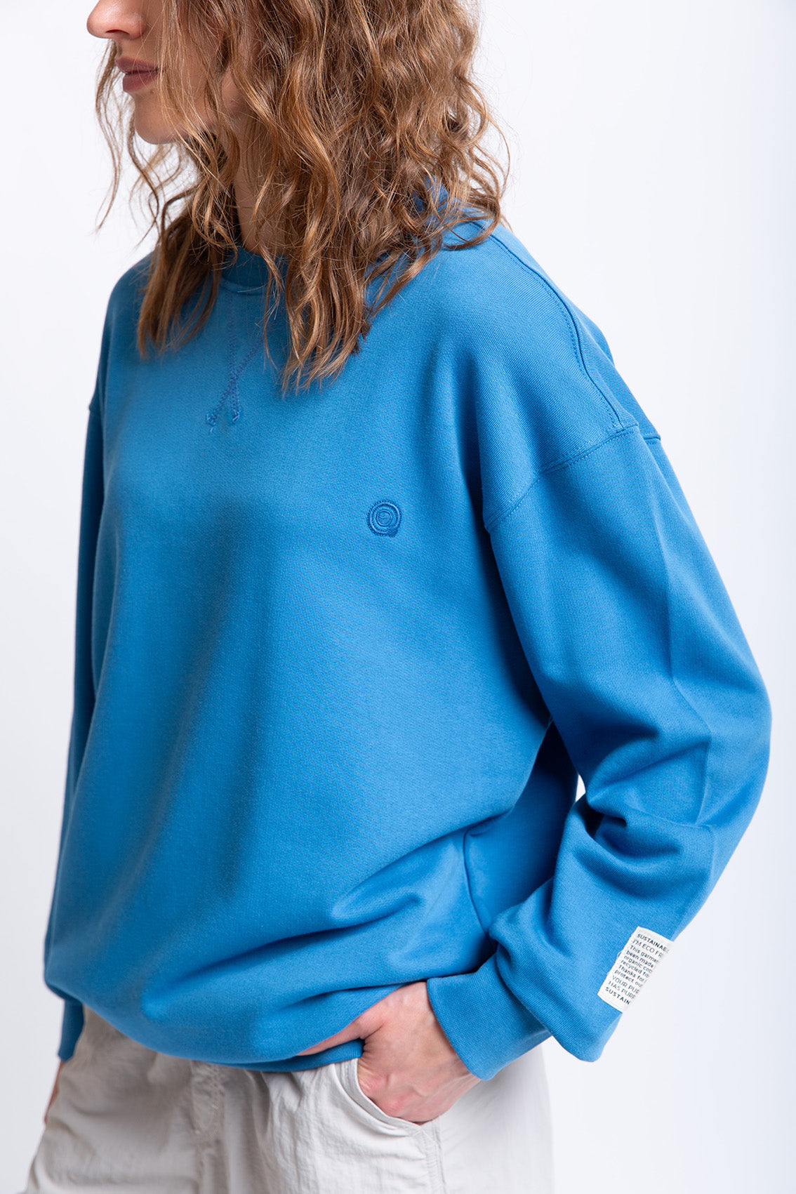 Saks Mavisi pamuklu kadın regular sweatshirt #Renk_Saks Mavisi