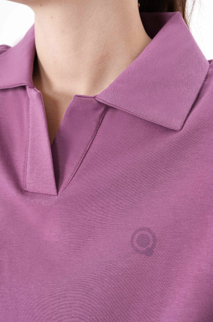 %100 Organik Pamuk Kadın Polo Yaka 2’li Set – Mor & Siyah