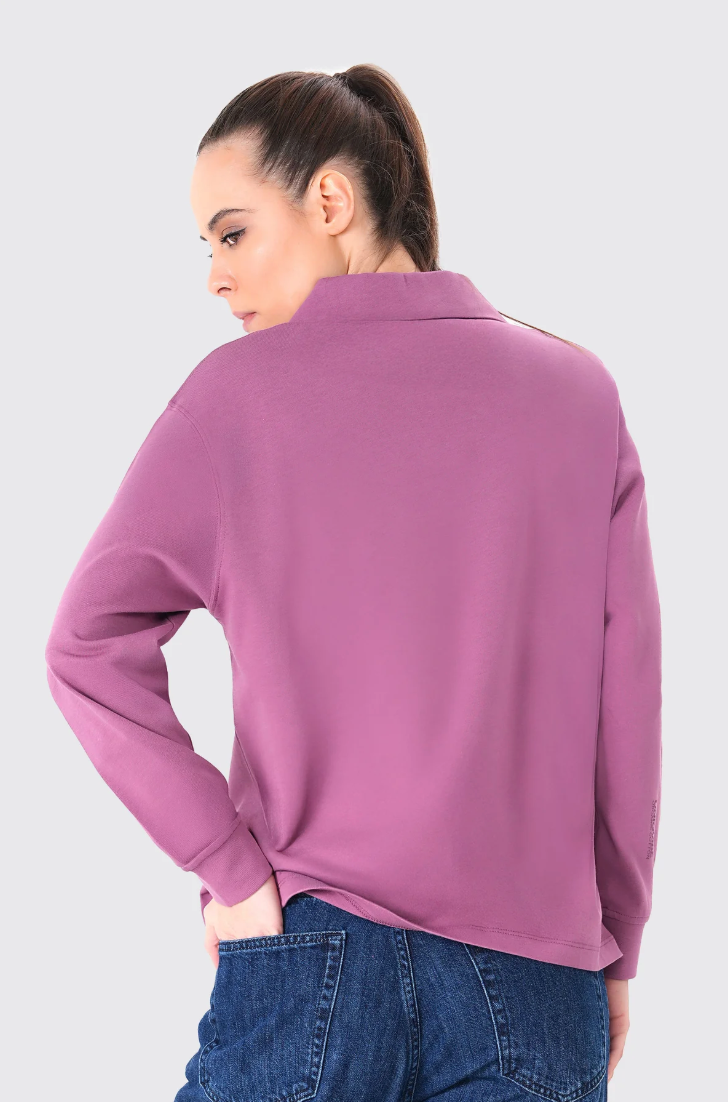 %100 Organik Pamuk Kadın Polo Yaka 2’li Set – Mor & Siyah