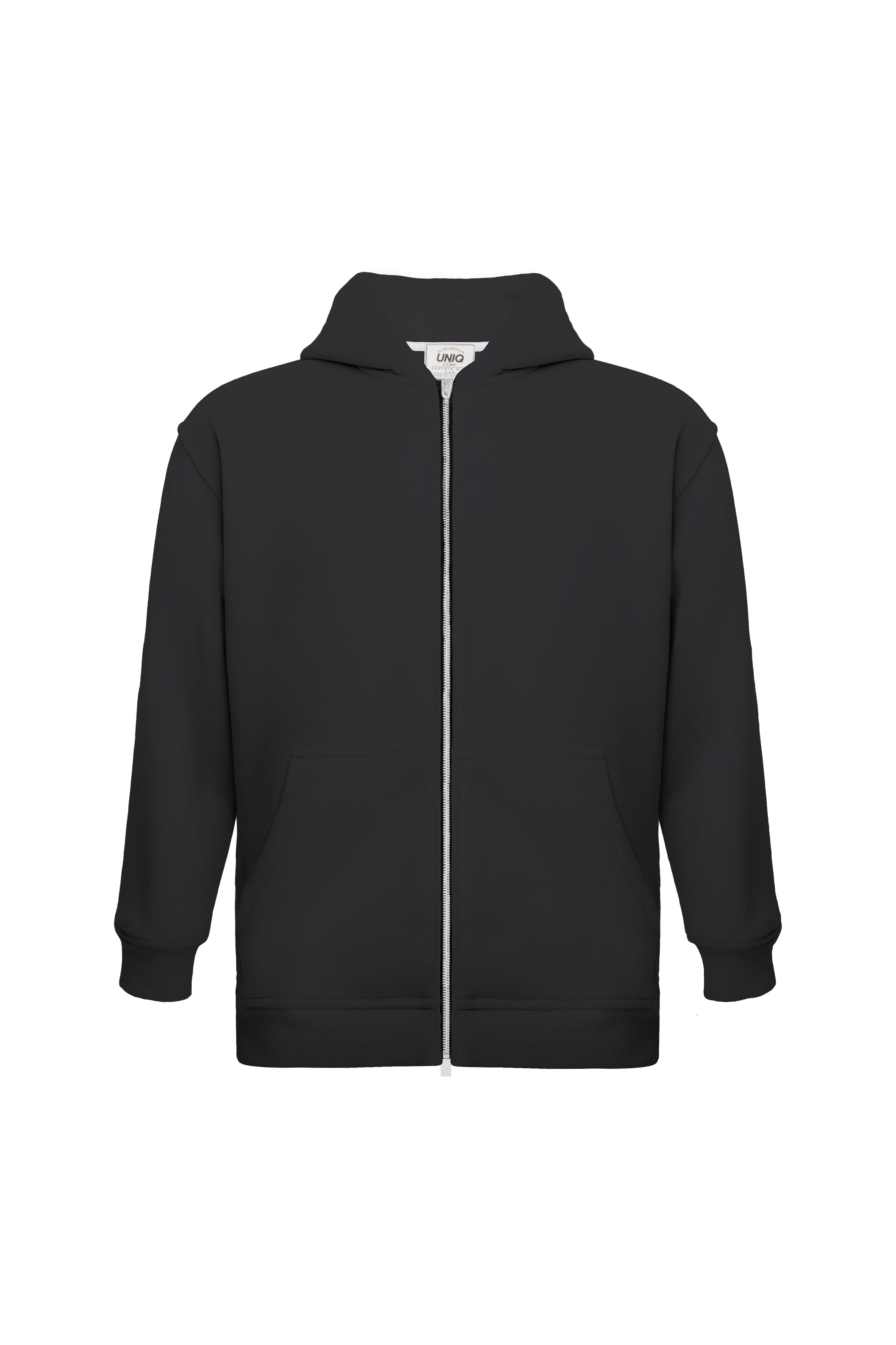 Siyah pamuklu kadın fermuarlı sweatshirt #Renk_Siyah