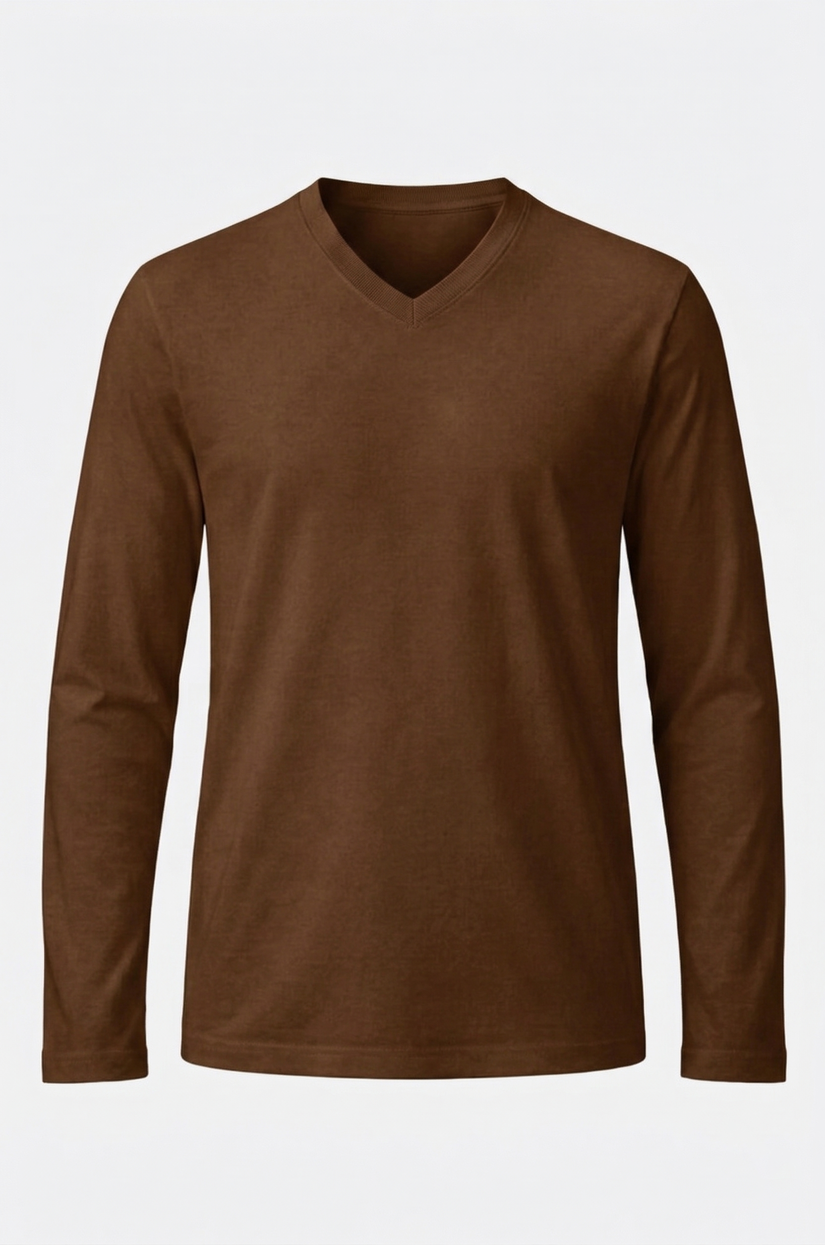 %100 organik pamuktan üretilmiş, kahverengi renk V yaka erkek uzun kollu tişört. Doğal dokusu, rahat kalıbı ve sade tasarımıyla günlük kullanıma uygundur.
