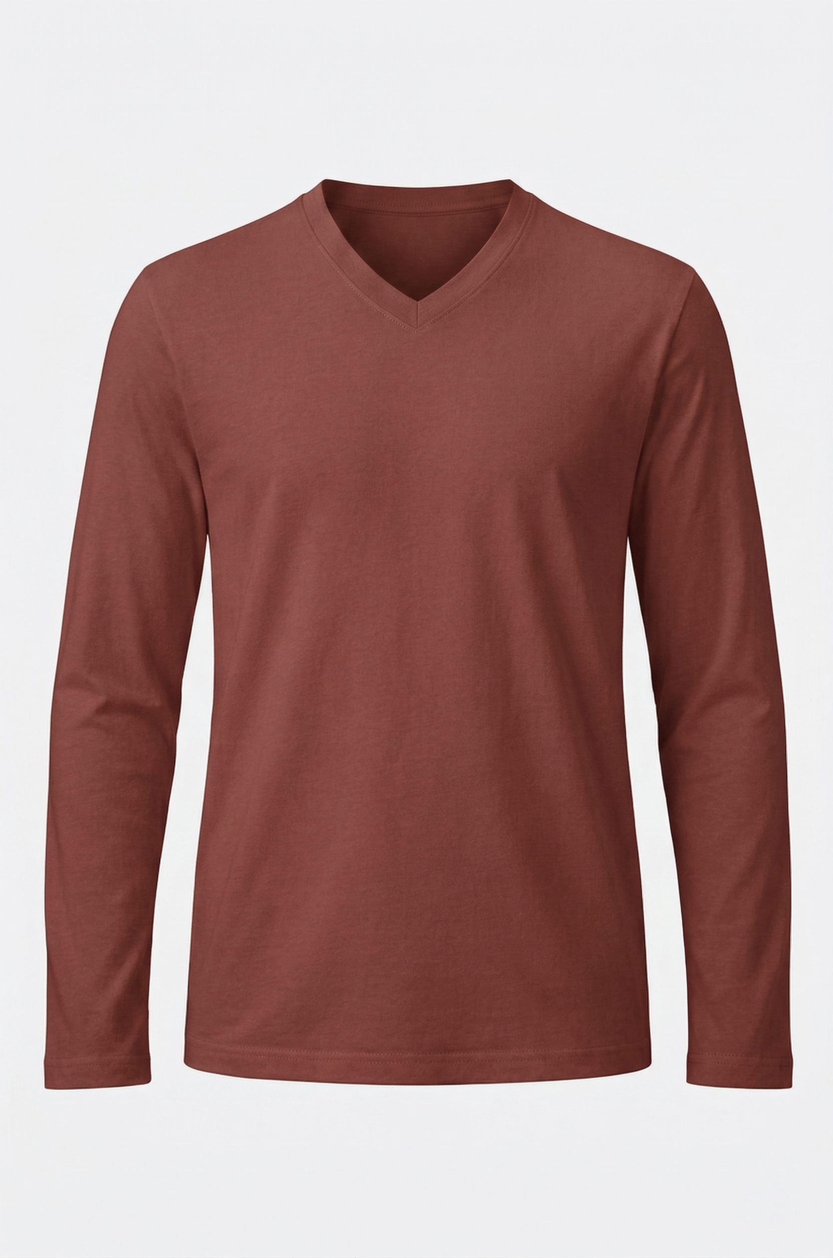 %100 organik pamuktan üretilmiş, kiremit renk V yaka erkek uzun kollu tişört. Doğal dokusu, rahat kalıbı ve sade tasarımıyla günlük kullanıma uygundur.