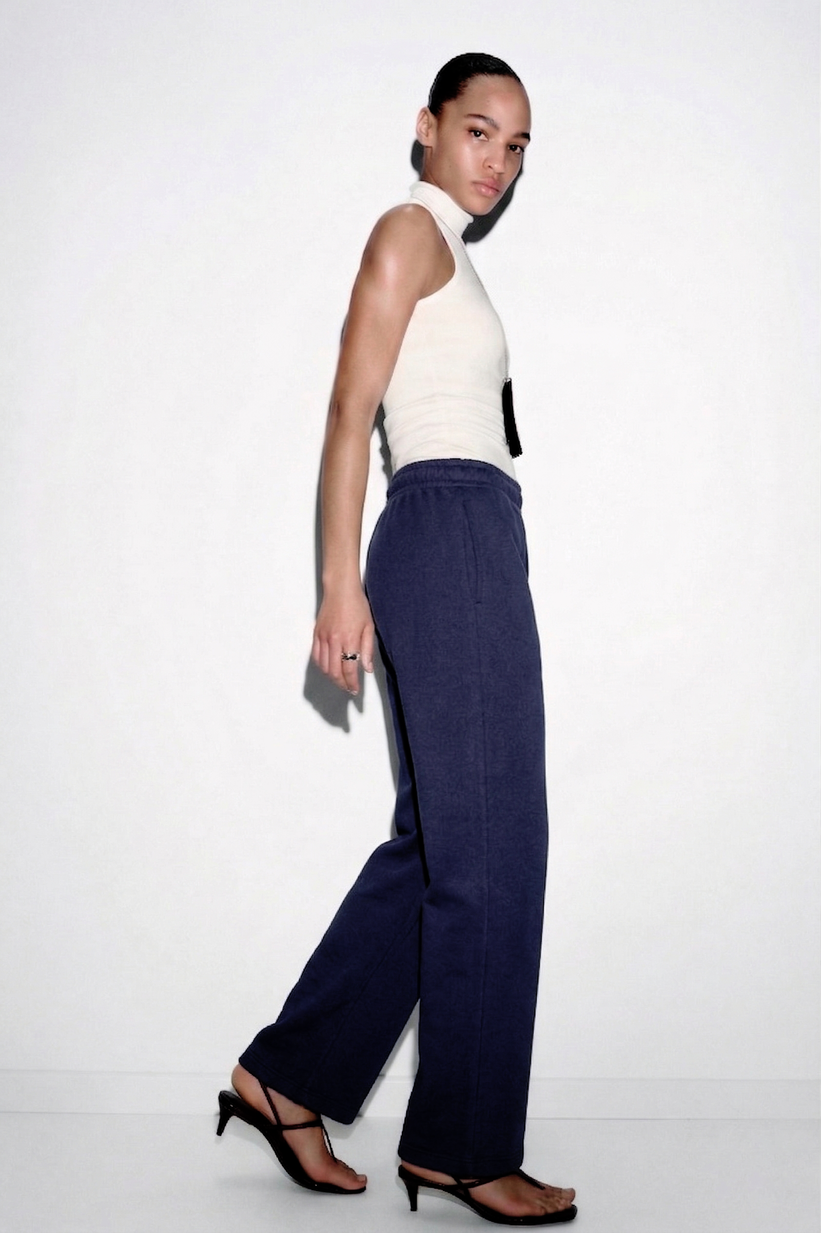 Organik Pamuklu Rahat Kesim Lacivert Kadın Pantolon