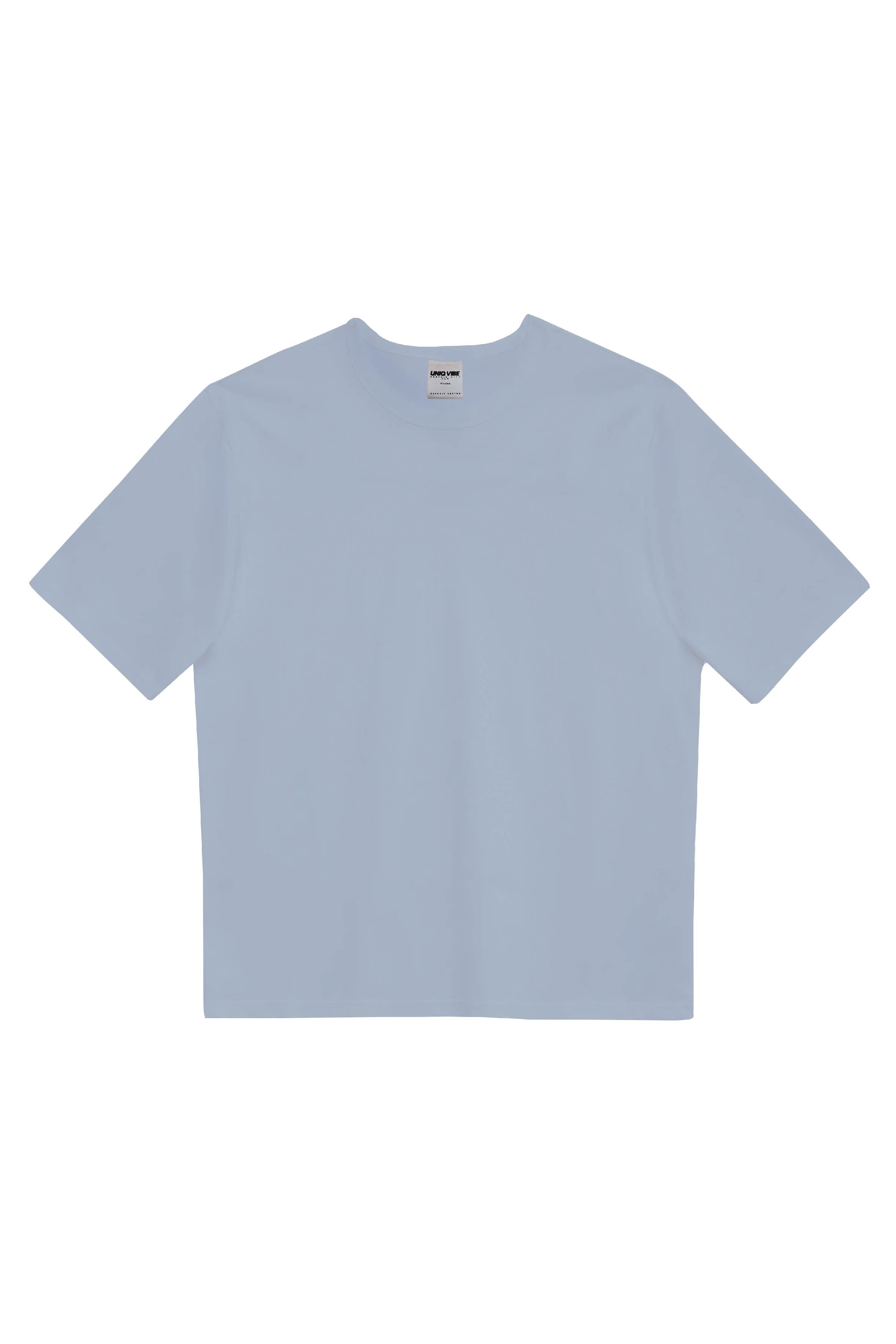 Erkek Mavi Basic Tişört | %100 Pamuk Kumaş | Rahat Kalıp Günlük Stil | Minimalist Tasarım