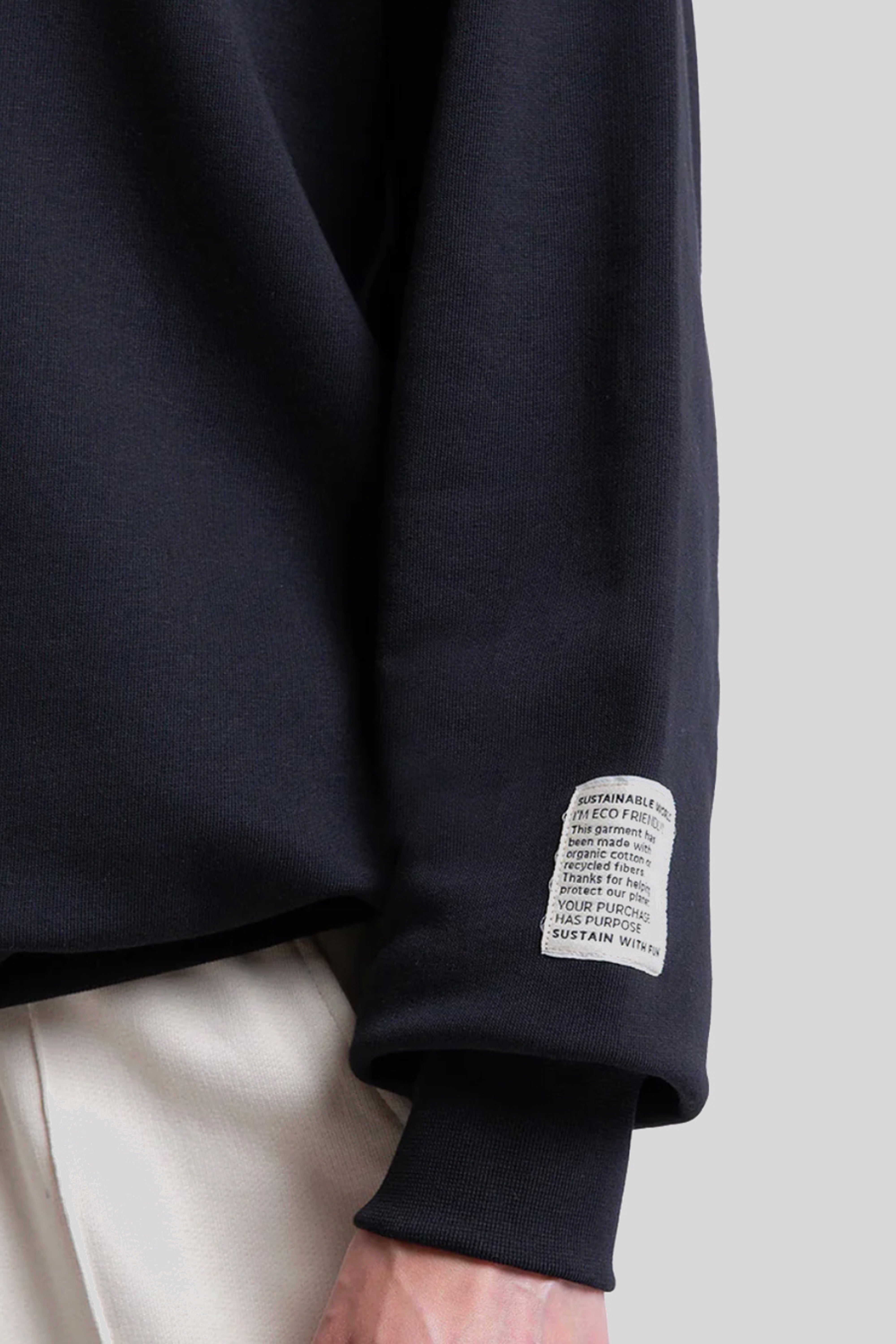 %100 organik pamuk kadın siyah renk polo yaka sweatshirt #Renk_Siyah