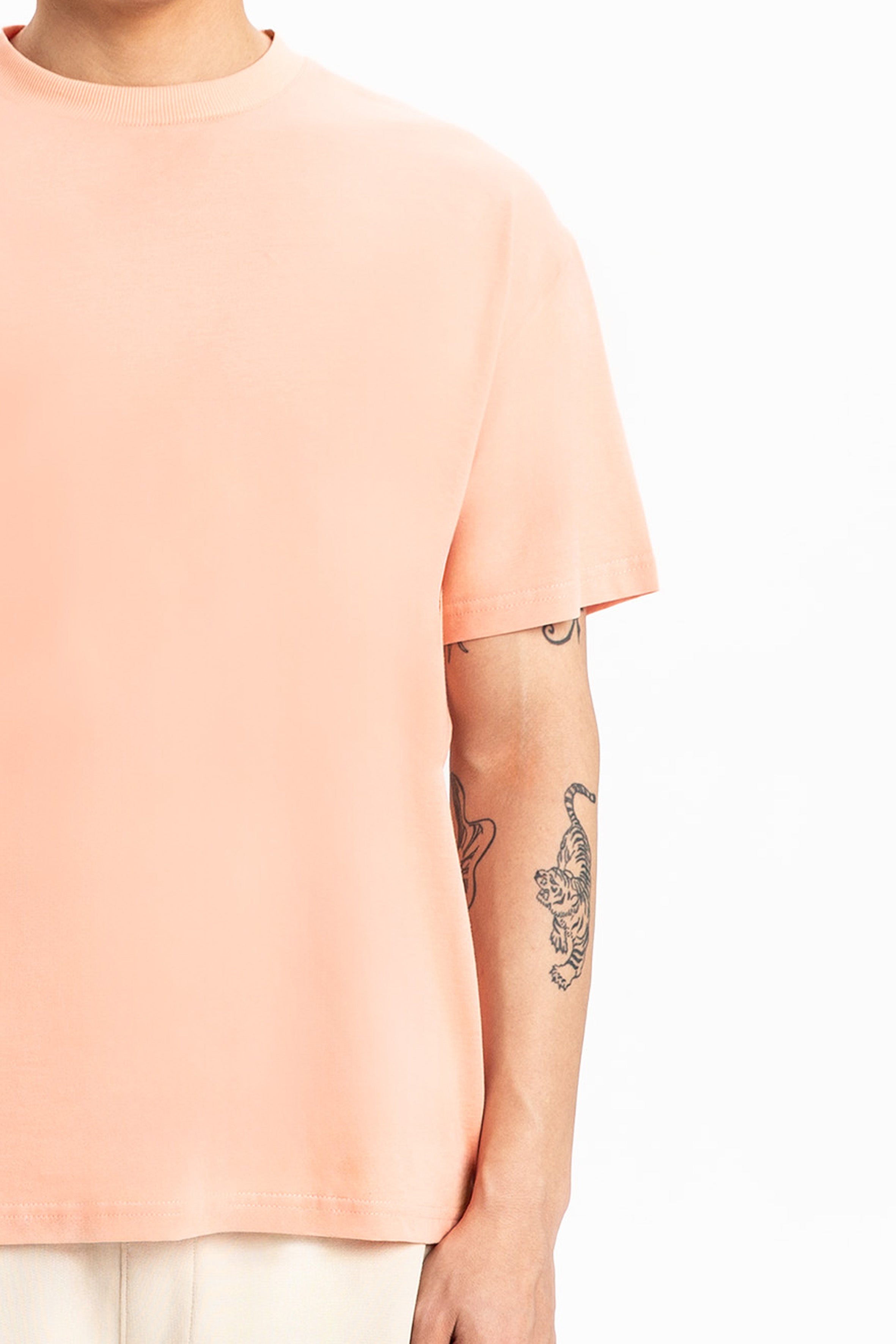 Somon pamuklu erkek oversize tişört #Renk_Somon