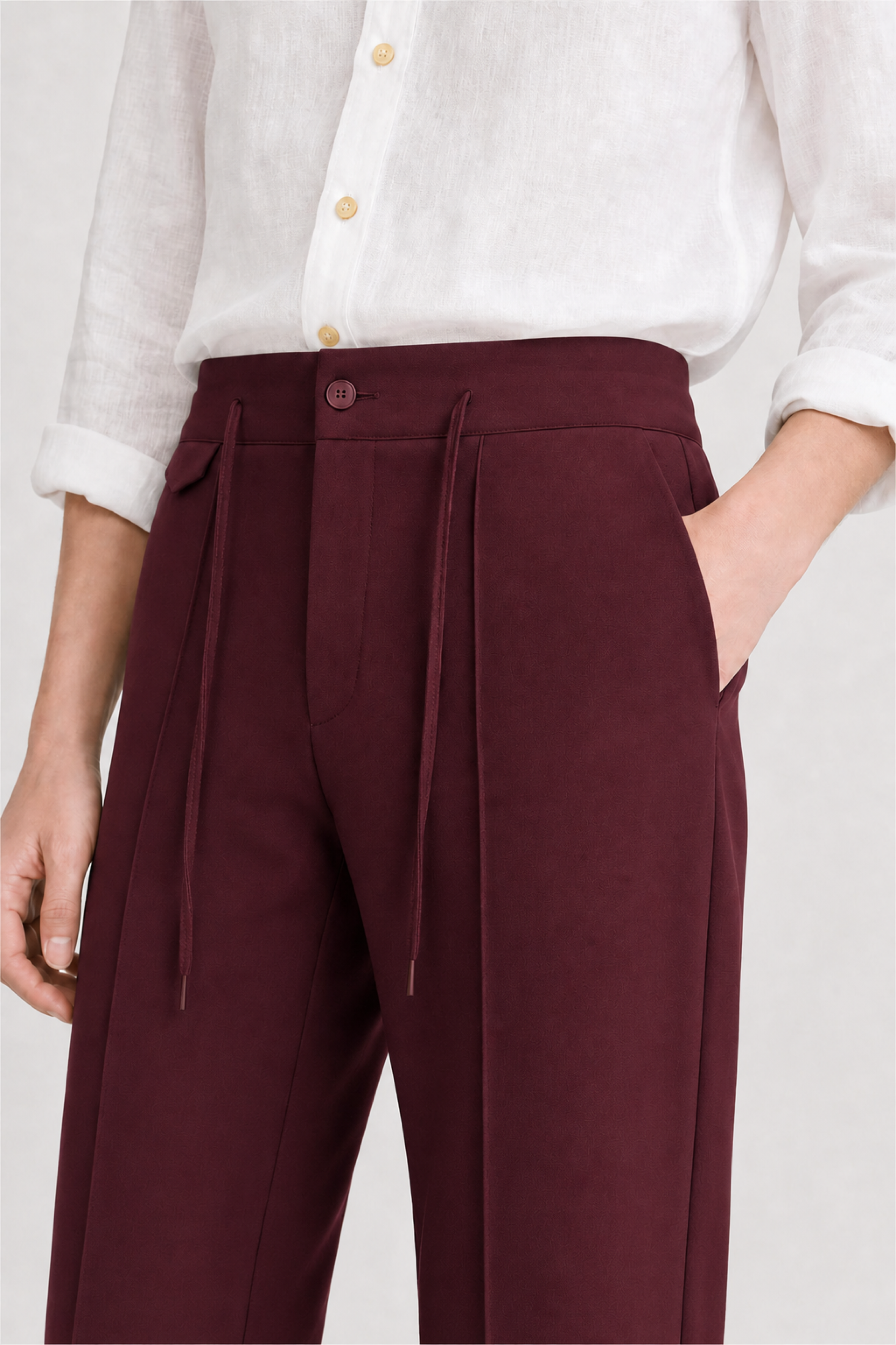 UNIQVIBE bordo kadın sweatpant bel, bağcık, düğme ve cep detayı