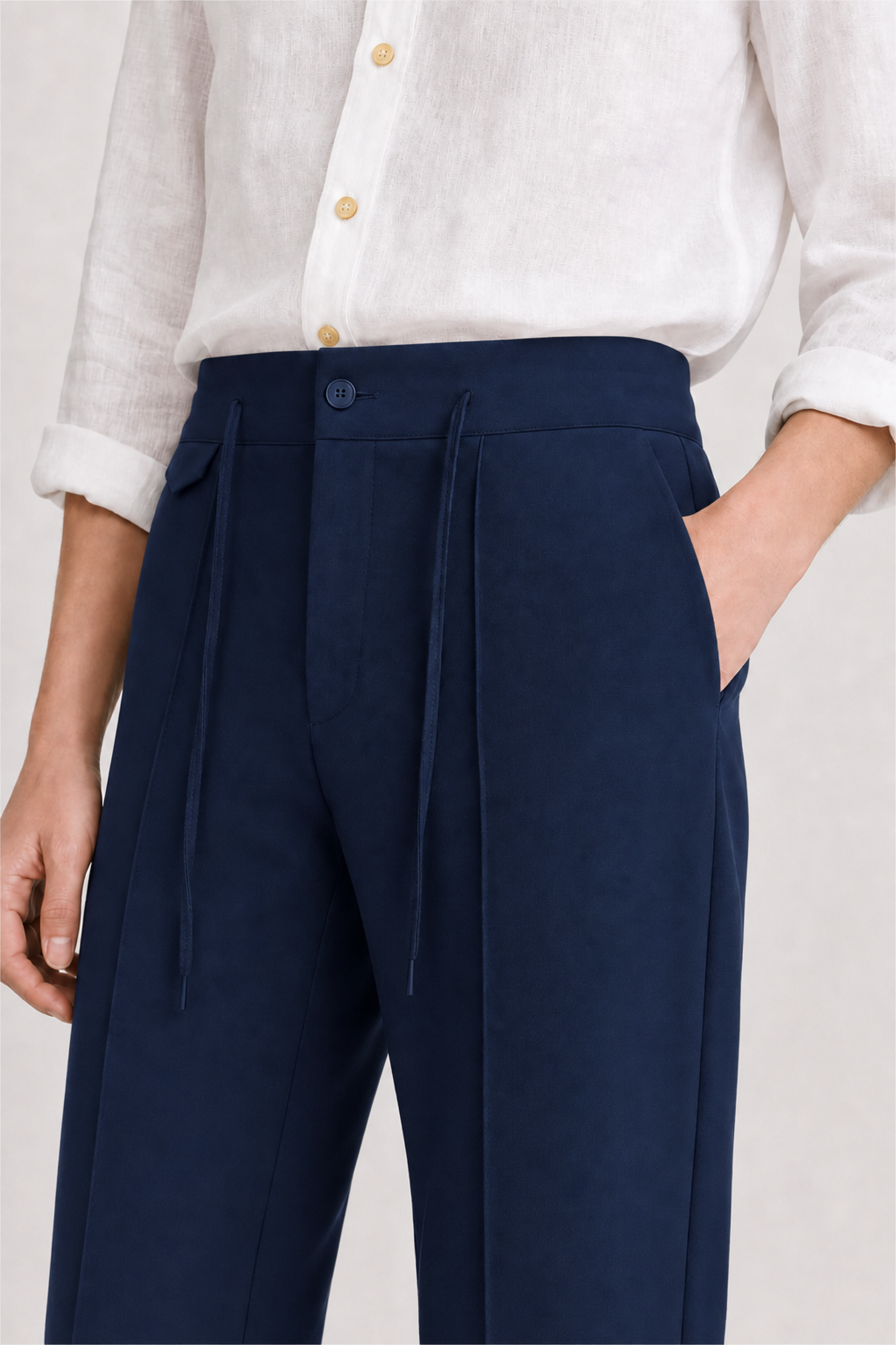 UNIQVIBE lacivert kadın sweatpant bel, bağcık, düğme ve cep detayı