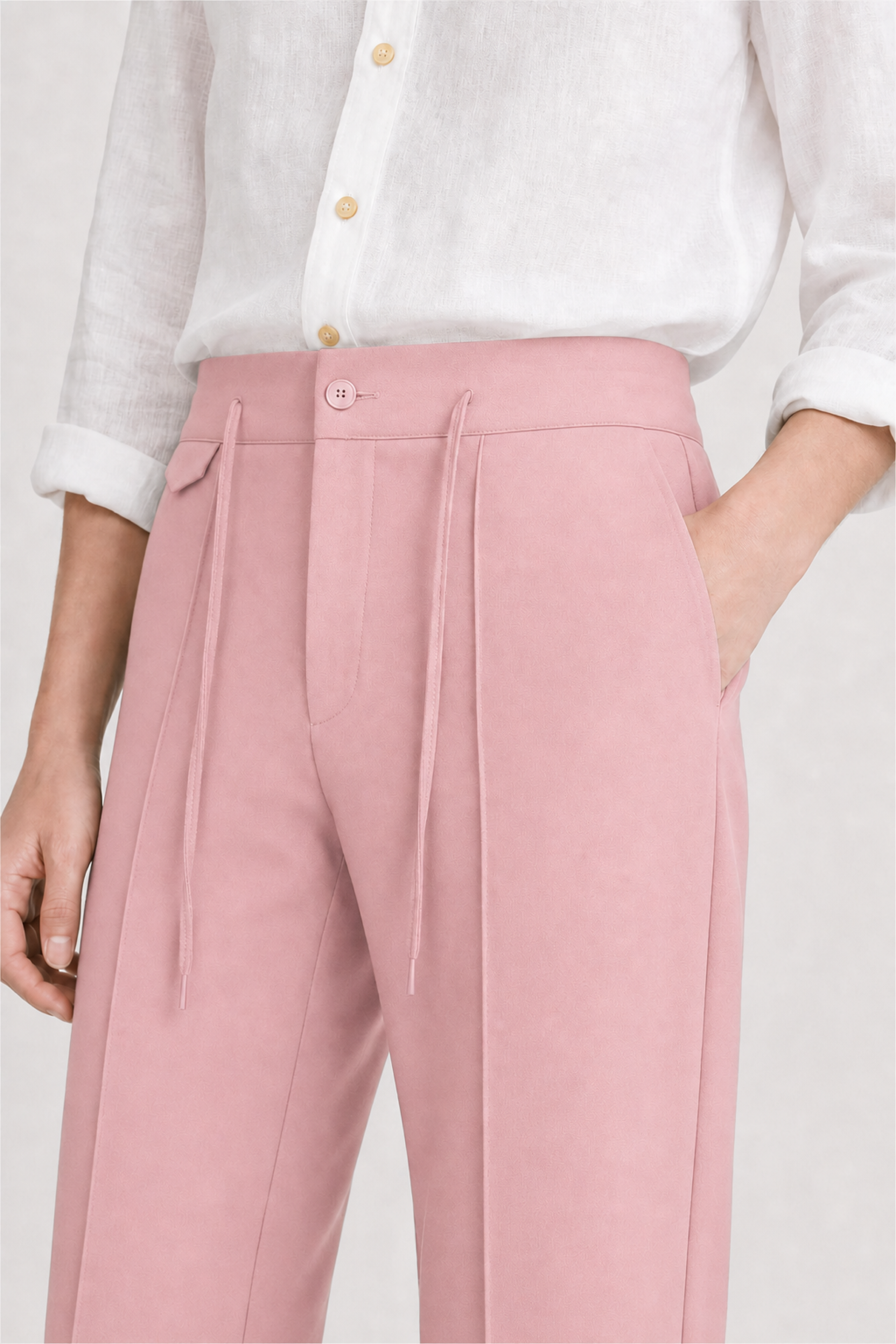 UNIQVIBE pembe kadın sweatpant bel, bağcık, düğme ve cep detayı