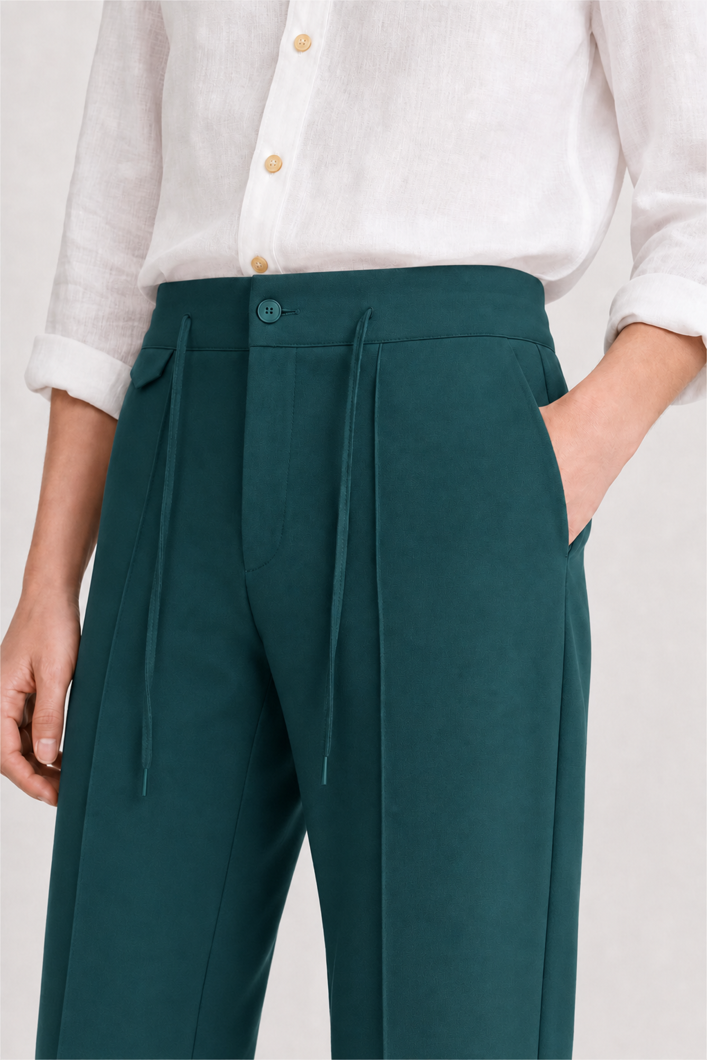 UNIQVIBE petrol mavisi kadın sweatpant bel, bağcık, düğme ve cep detayı