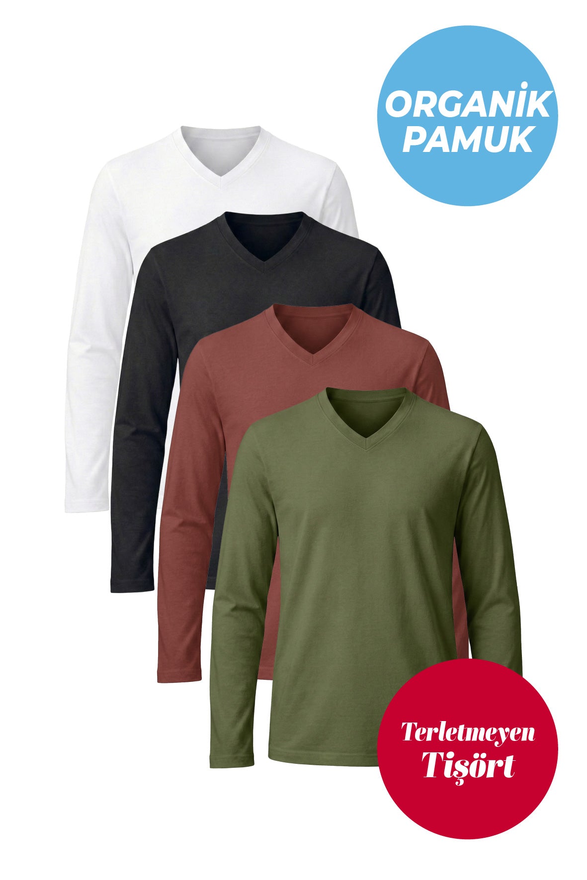 100% Organic Cotton White Long Sleeve Men's Button-Down T-Shirt
