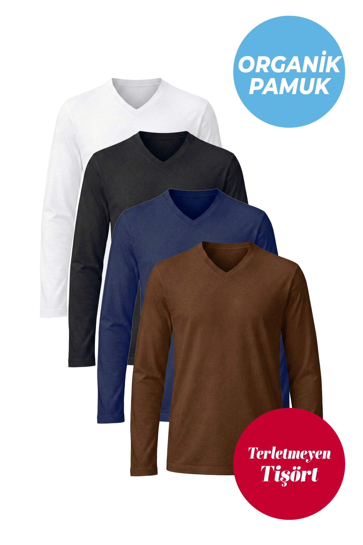 100% Organic Cotton White Long Sleeve Men's Button-Down T-Shirt