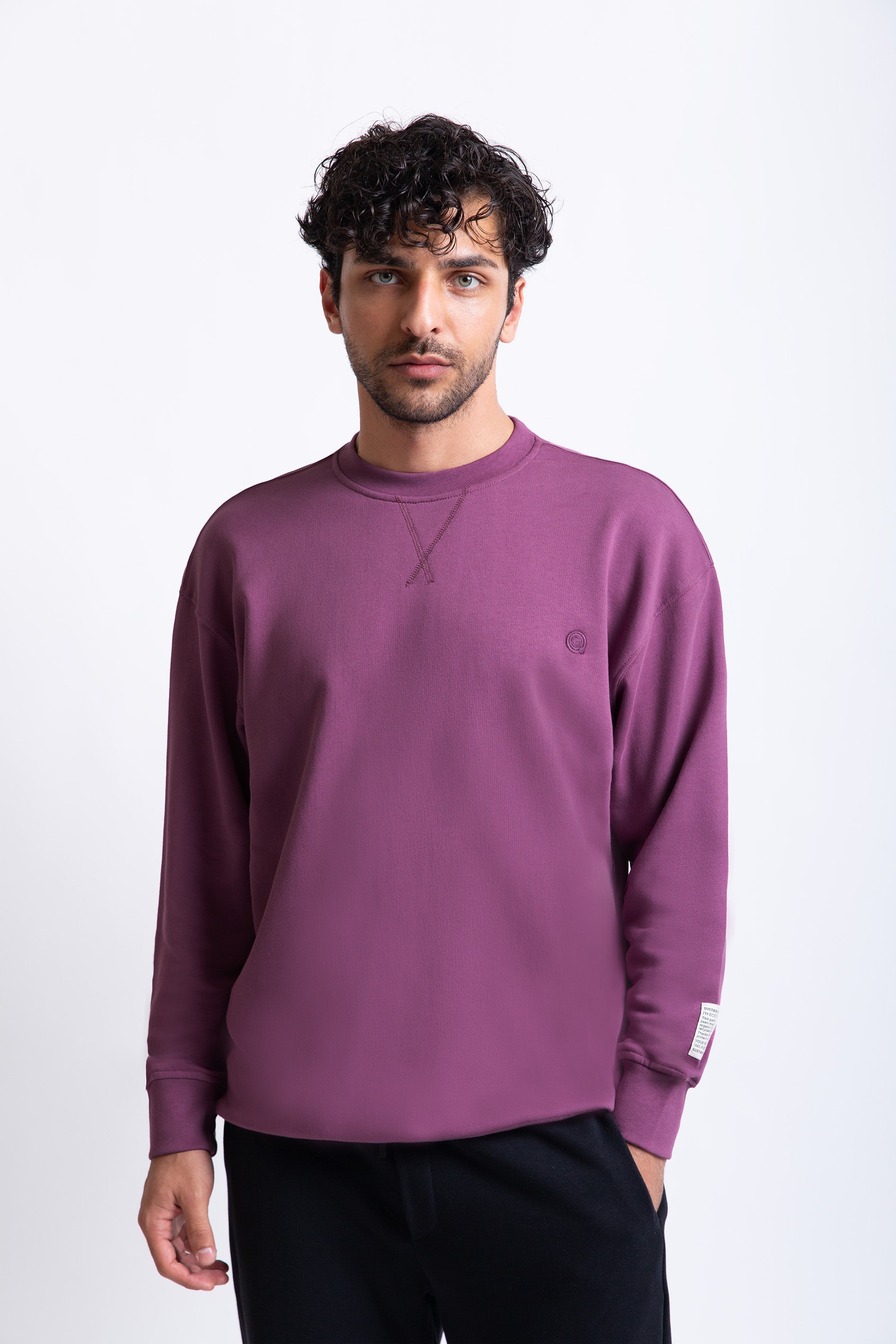 Mor pamuklu erkek regular sweatshirt #Renk_Mor