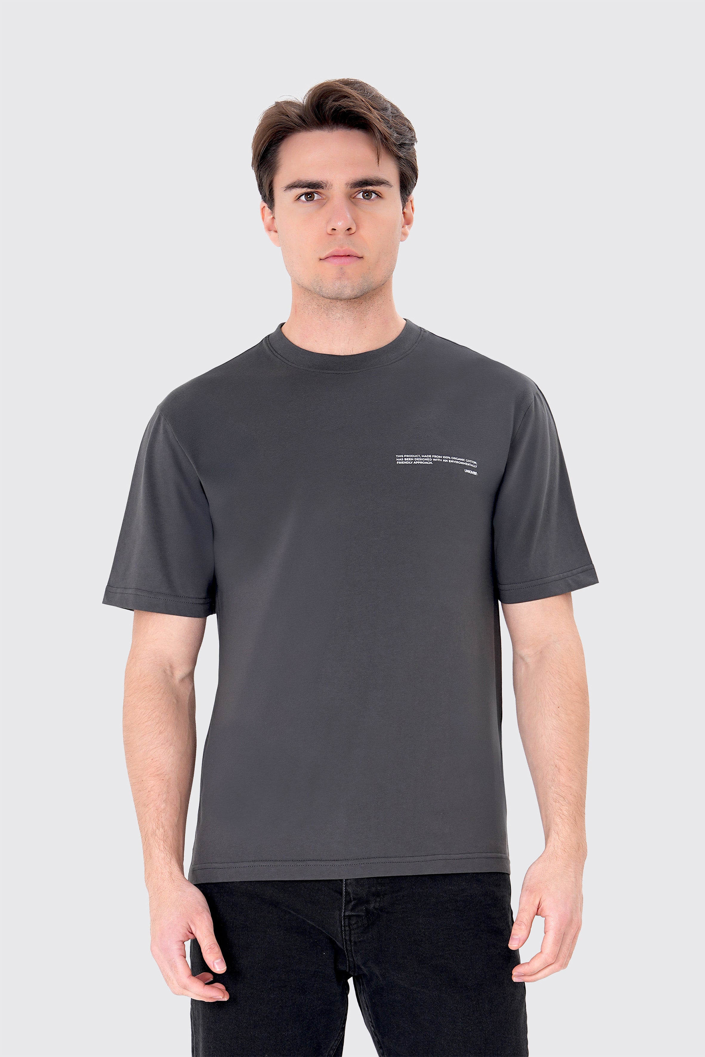 2 Parçalı Antrasit Baskılı Tişört ve Jogger Set