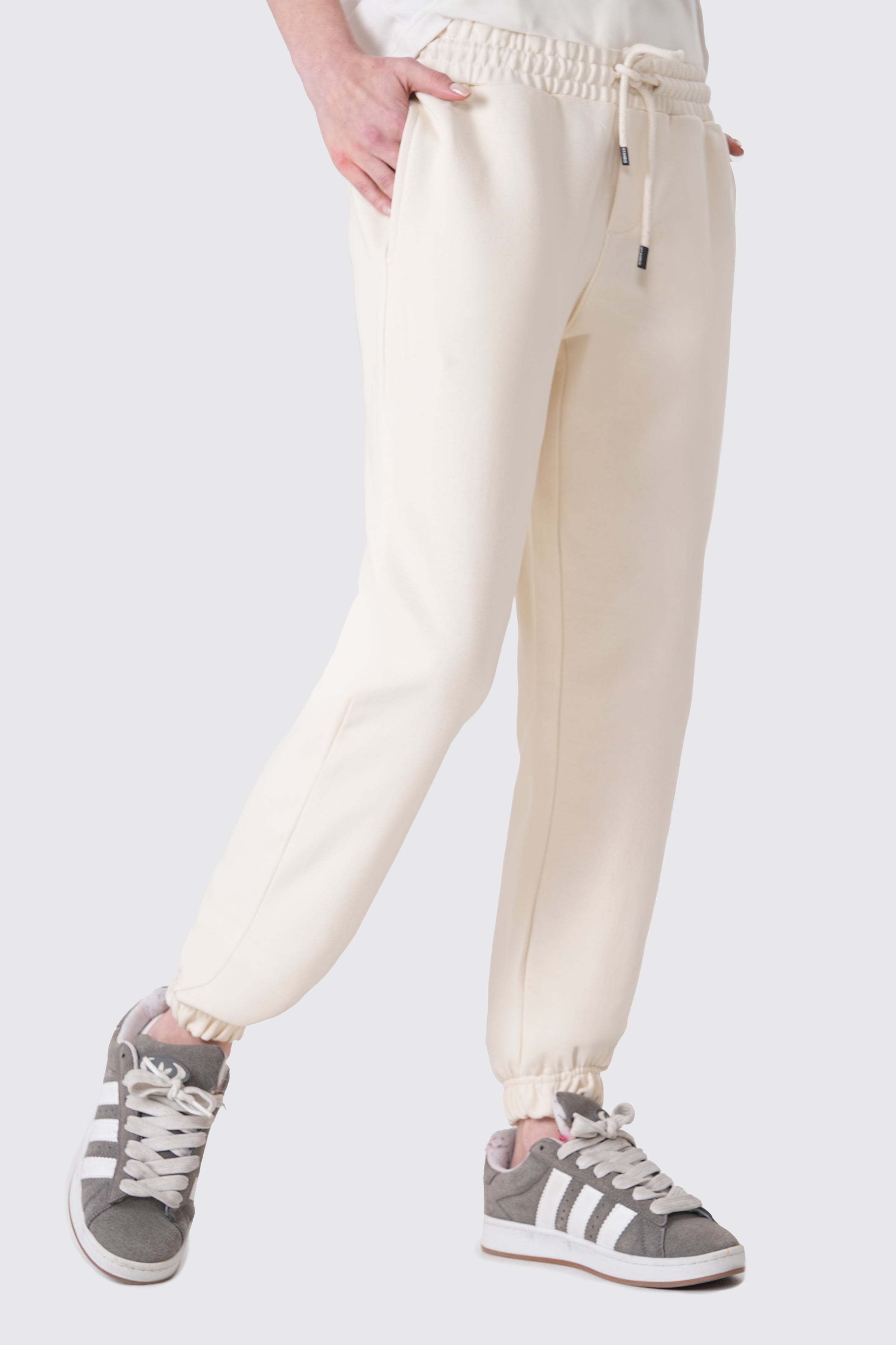 Krem pamuklu kadın jogger #Renk_Krem