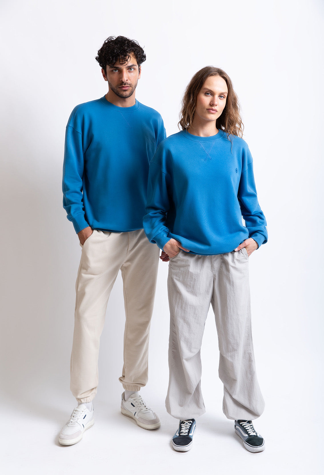 Saks Mavisi pamuklu kadın regular sweatshirt #Renk_Saks Mavisi