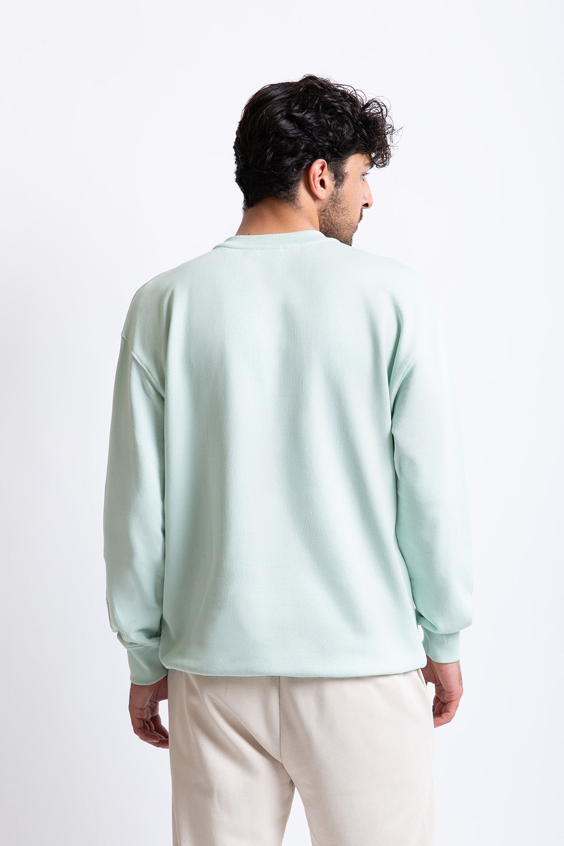 Su Yeşili pamuklu erkek regular sweatshirt #Renk_Su Yeşili