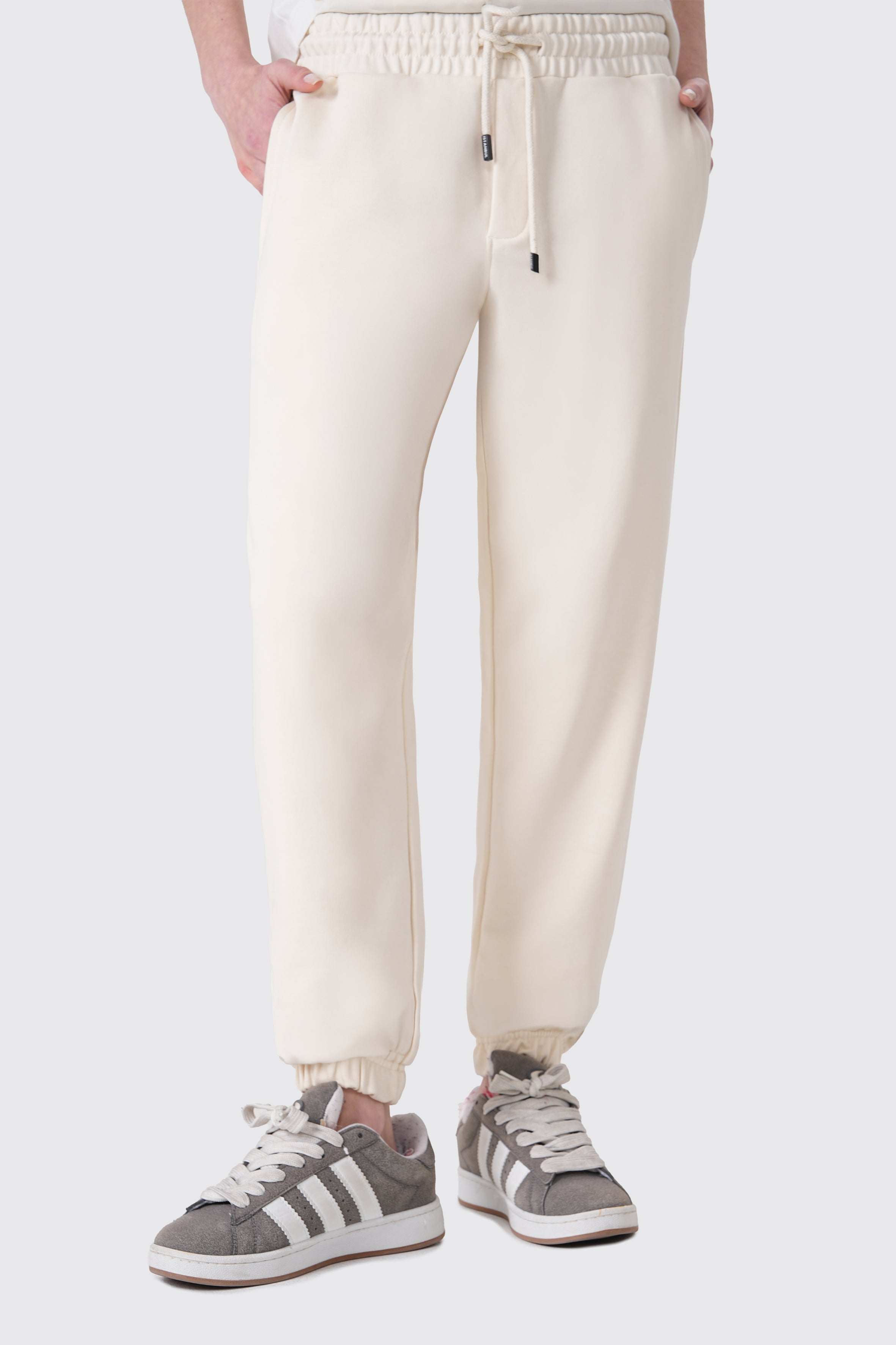 Krem pamuklu kadın jogger #Renk_Krem