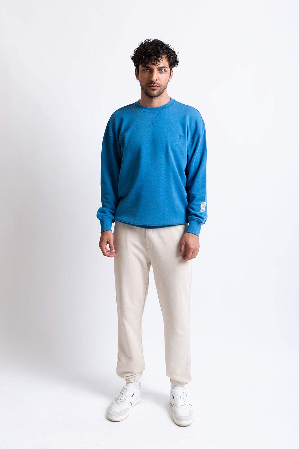 Saks Mavisi pamuklu erkek regular sweatshirt #Renk_Saks Mavisi