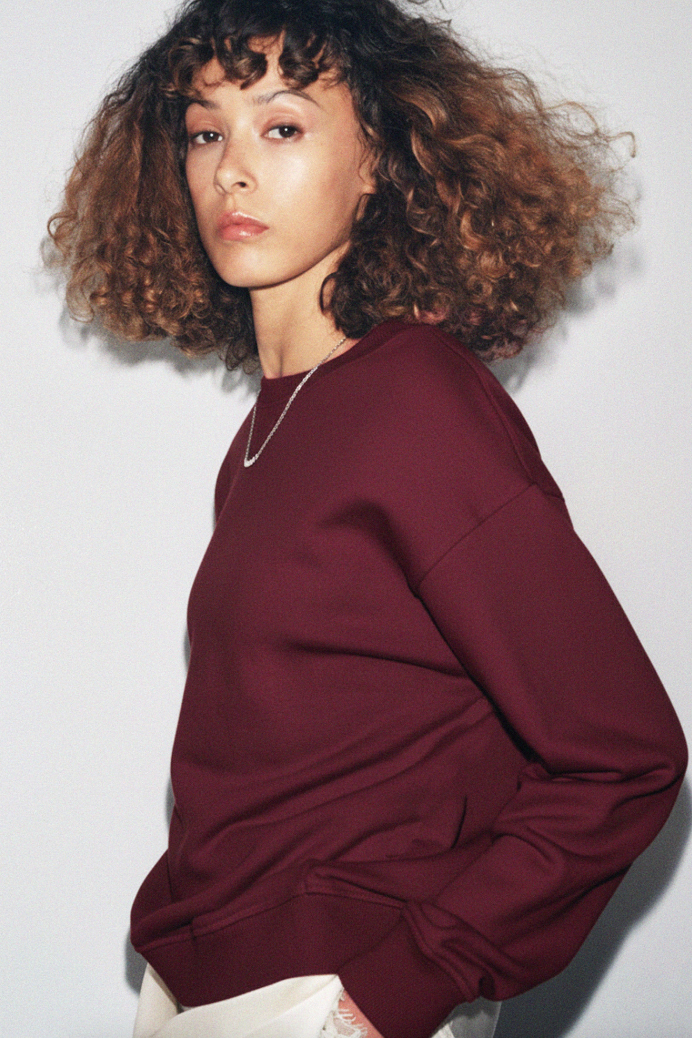 Regular Organik Pamuklu Bordo Kadın Sweatshirt