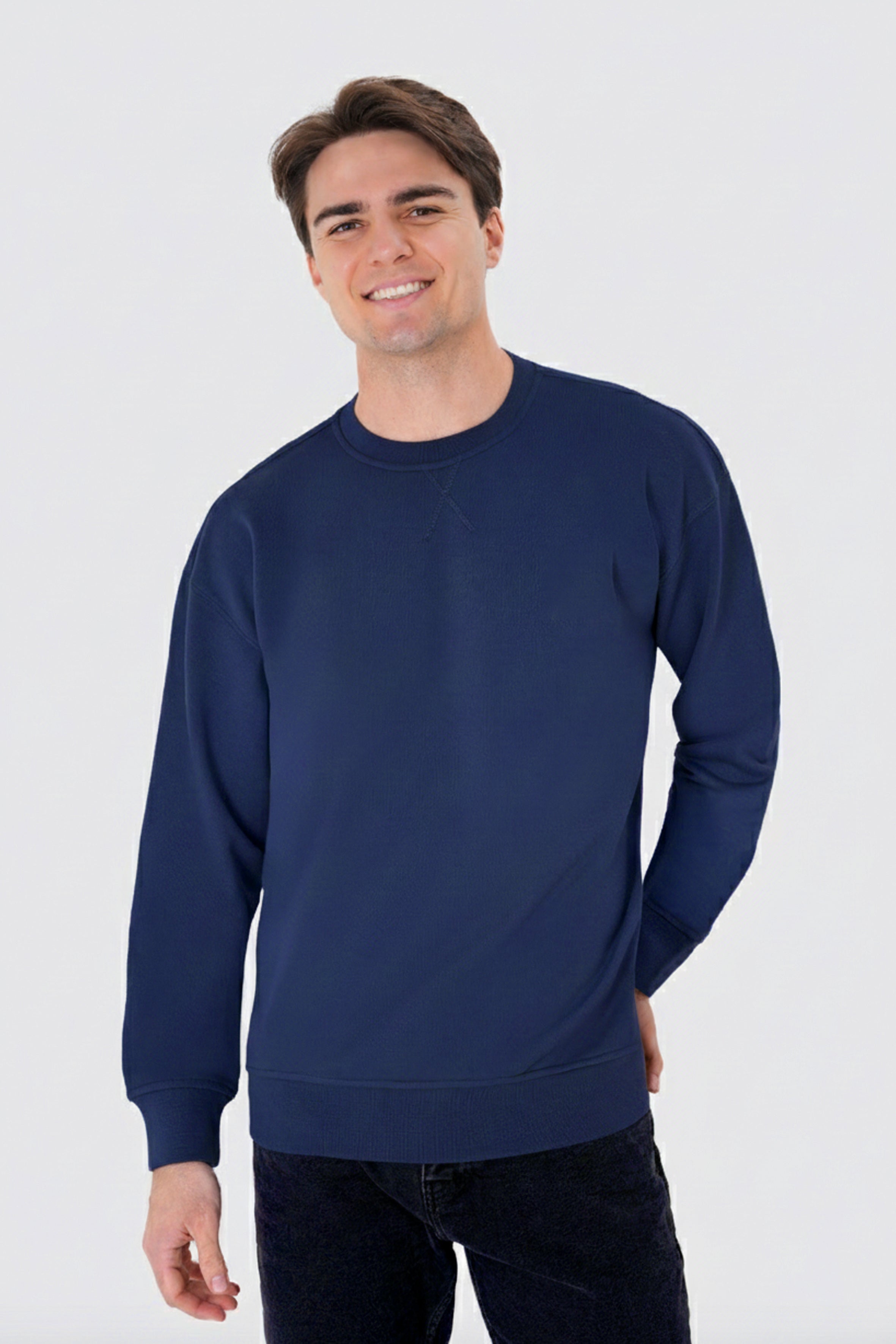 Regular Organik Pamuklu Lacivert Renk Erkek Sweatshirt