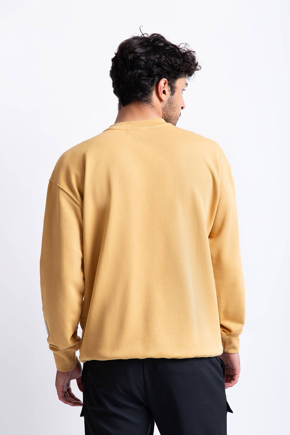 Hardal pamuklu erkek regular sweatshirt #Renk_Hardal