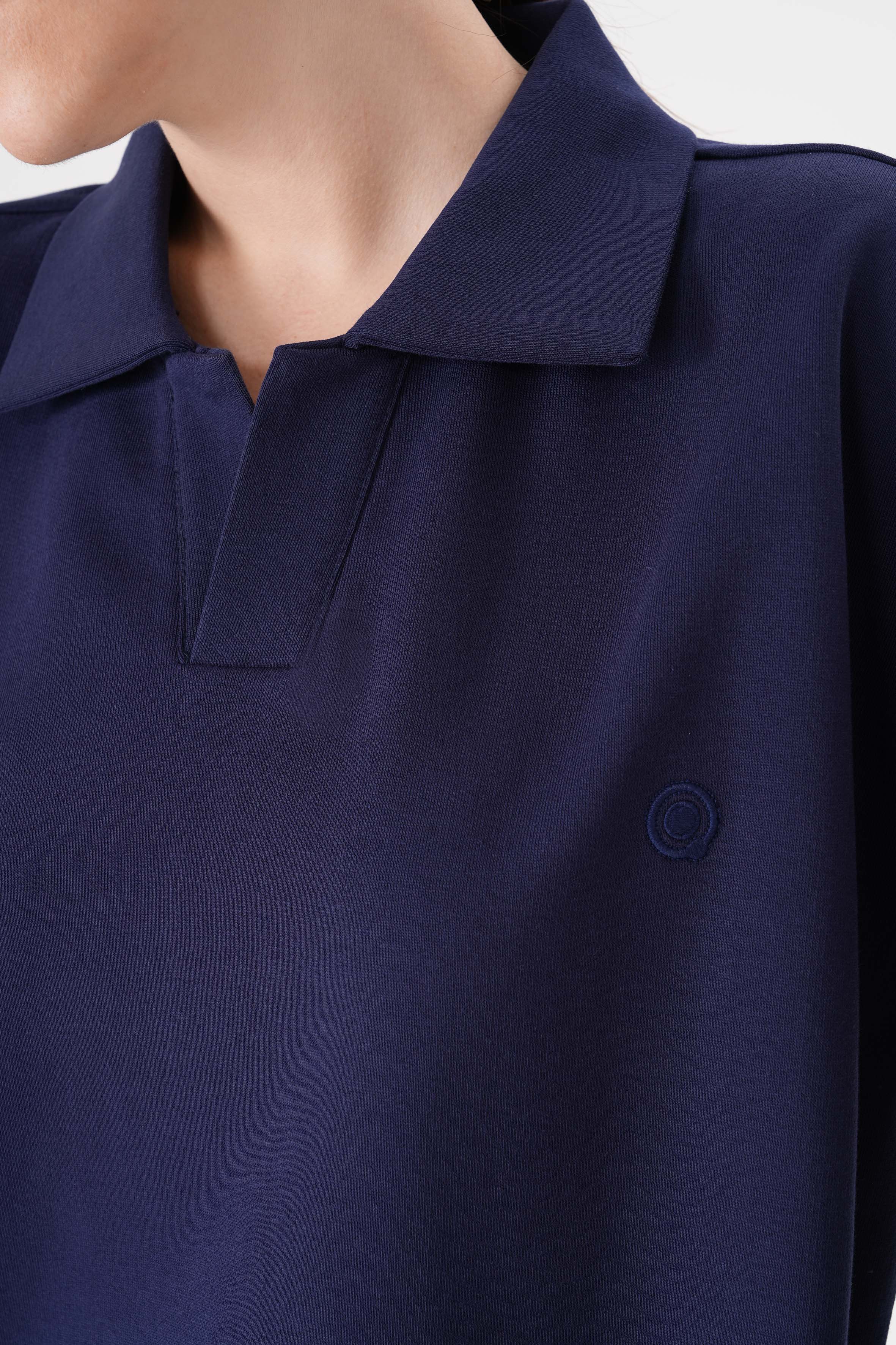 Lacivert pamuklu kadın polo yaka sweatshirt #Renk_Lacivert