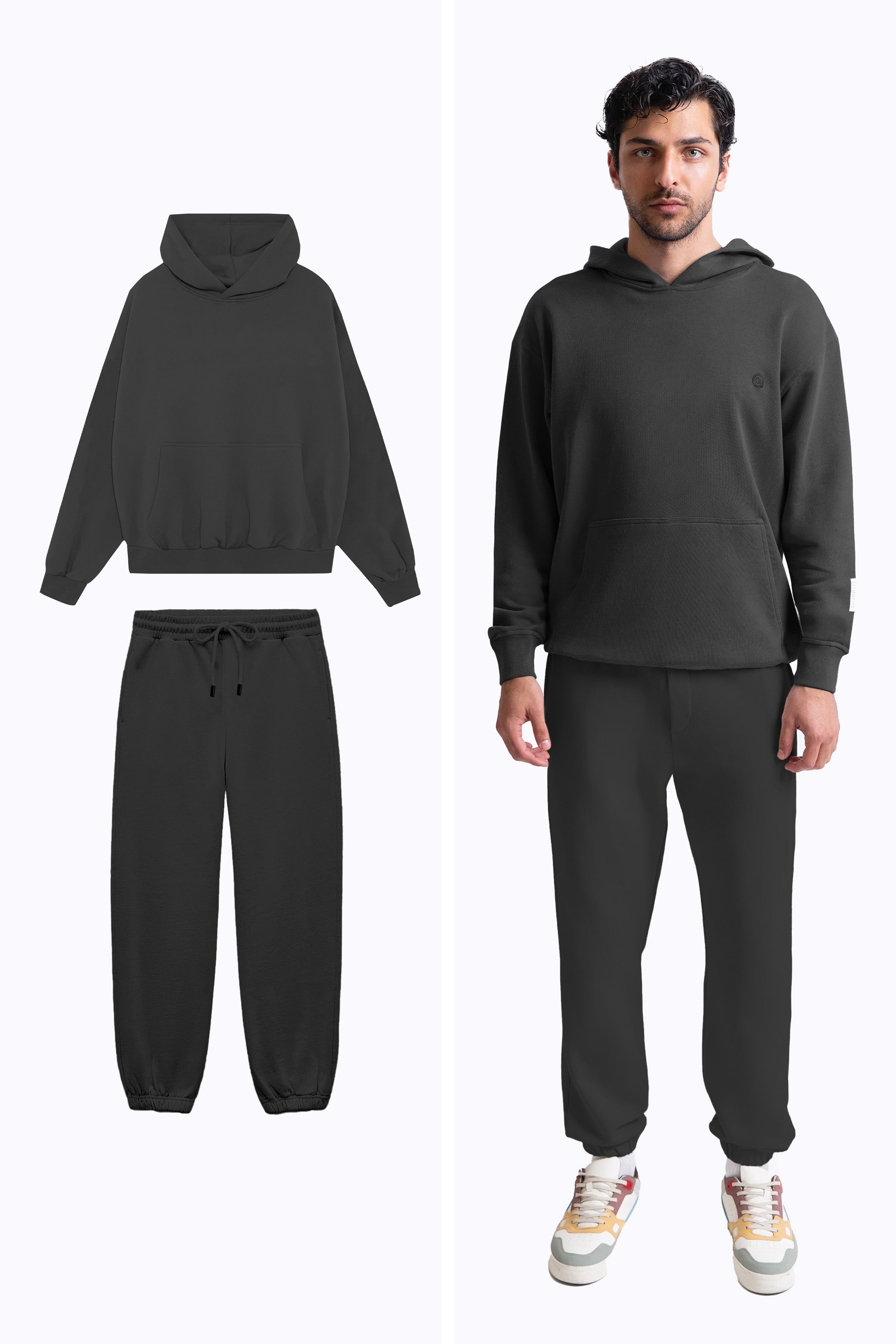 2 Parçalı Antrasit Hoodie ve Jogger Set