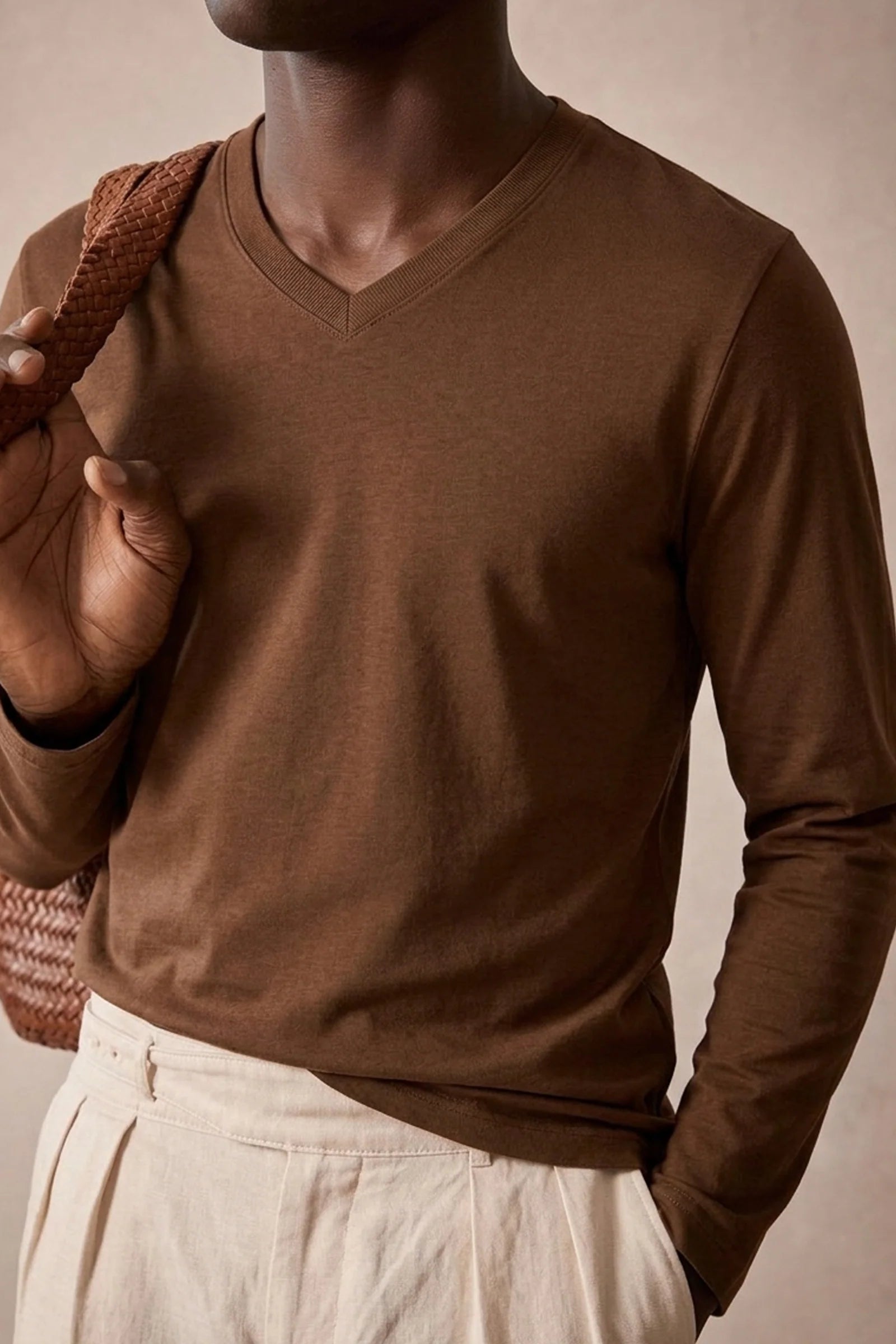 100% Organic Cotton White Long Sleeve Men's Button-Down T-Shirt