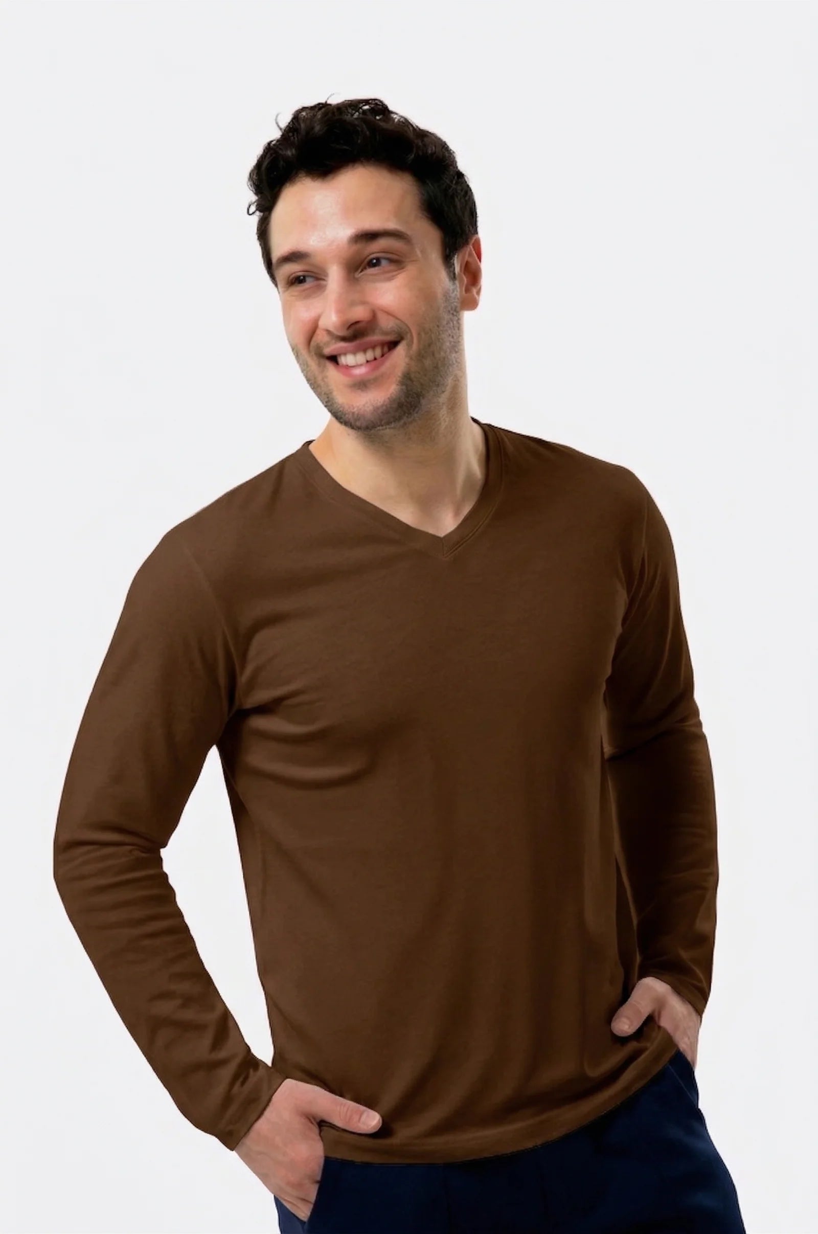 100% Organic Cotton White Long Sleeve Men's Button-Down T-Shirt