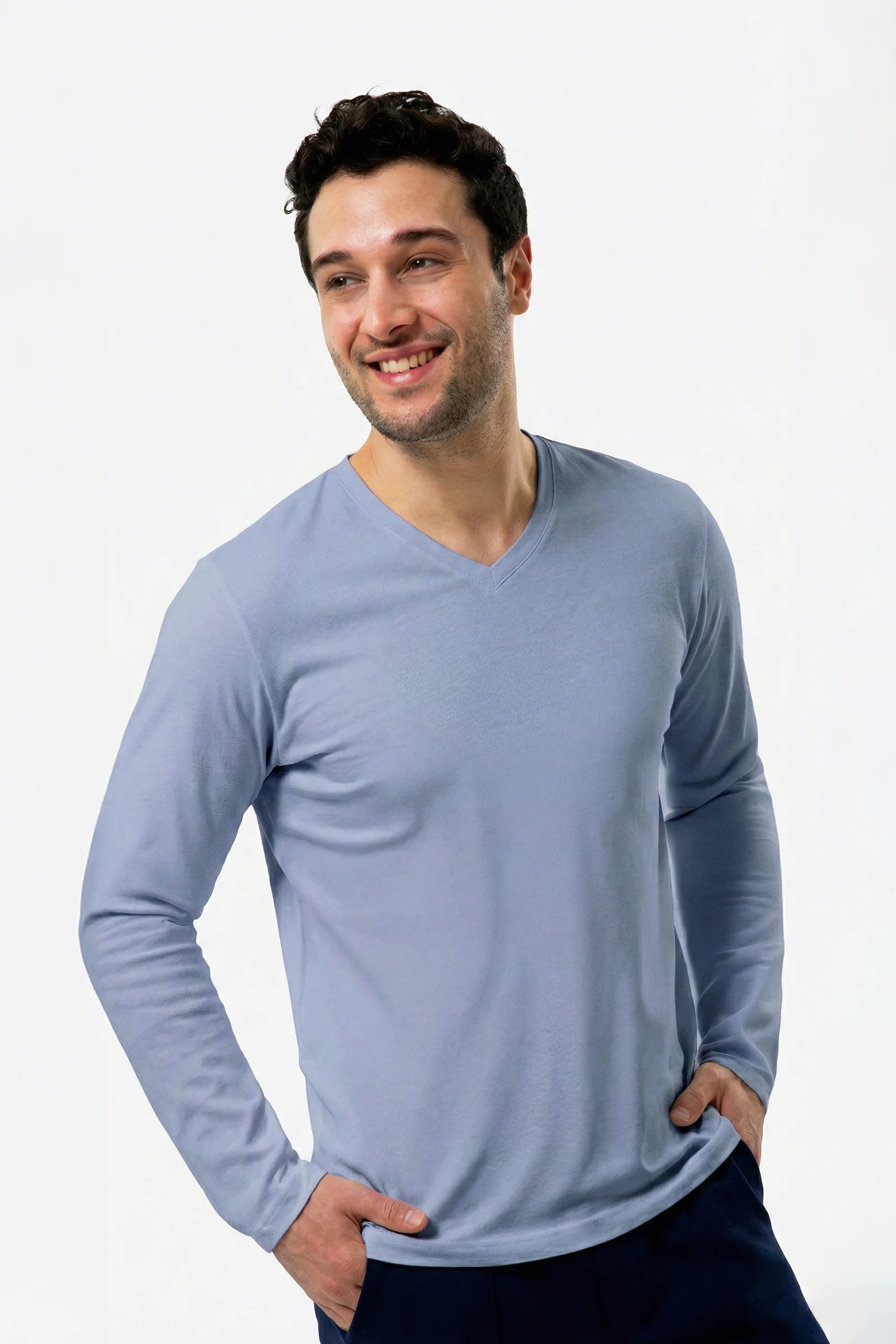 100% Organic Cotton White Long Sleeve Men's Button-Down T-Shirt