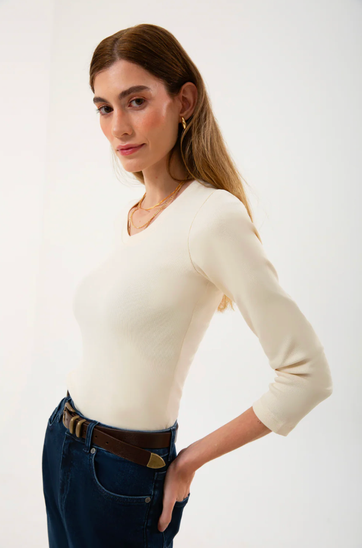 Organik Pamuklu Kadın V Yaka Fitilli 2’li Set – Haki & Bej