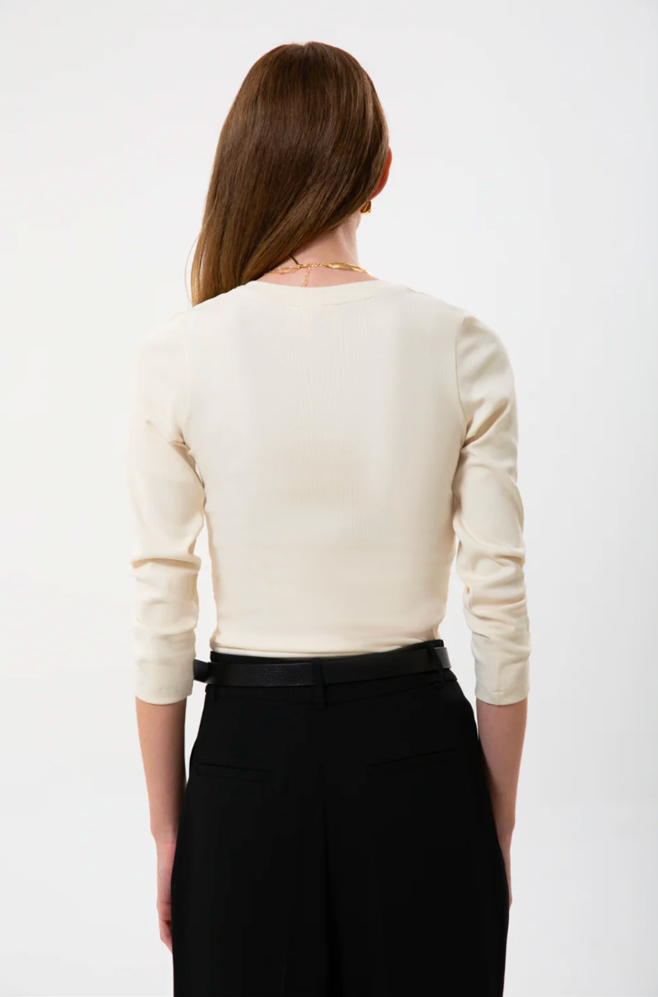 Organik Pamuklu Kadın V Yaka Fitilli 2’li Set – Haki & Bej