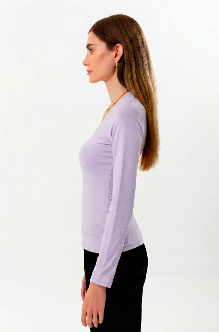 %100 Organik Pamuk Kadın V Yaka 2’li Set – Lila & Antrasit